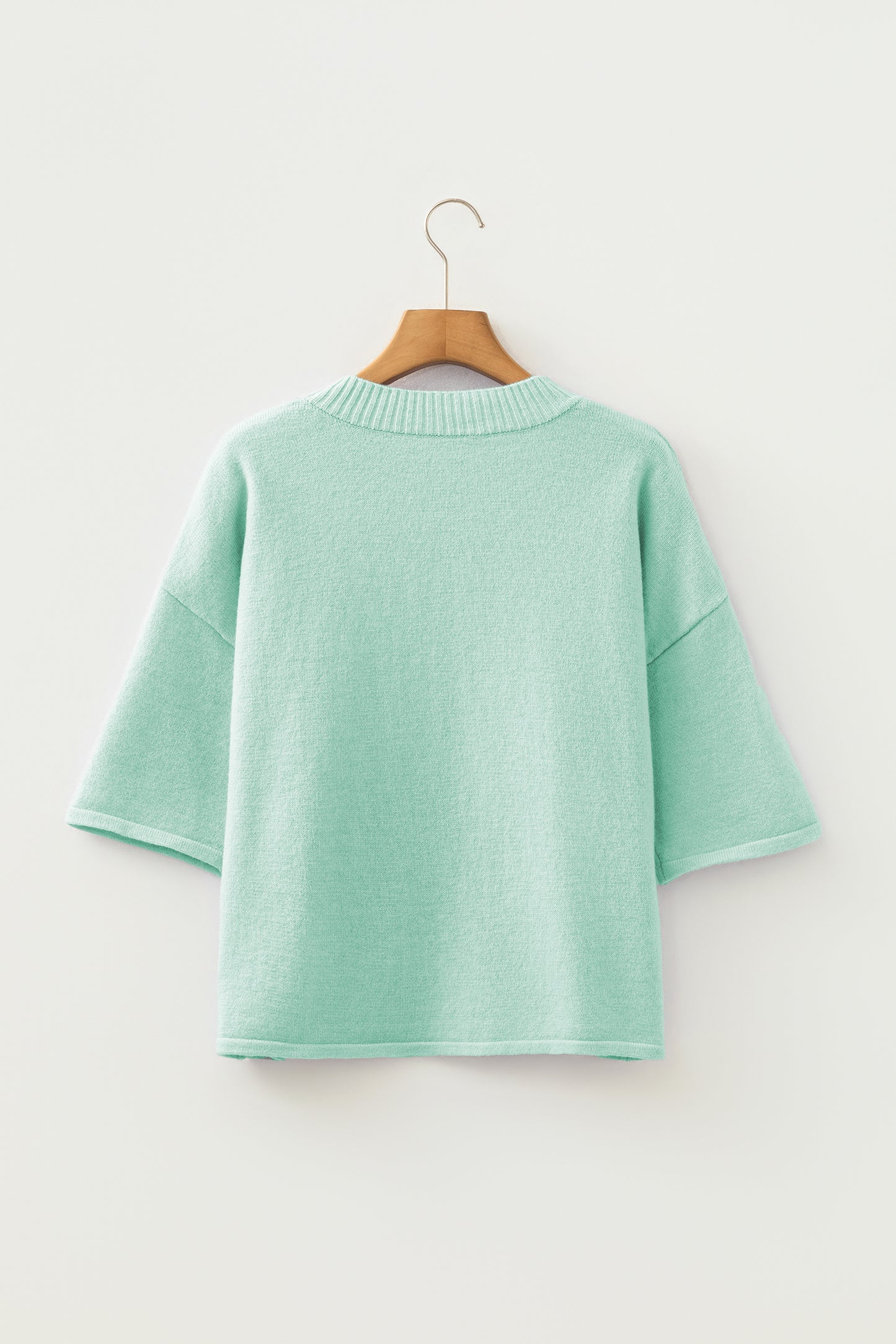 Peach Blossom 3/4 Sleeve Boxy Knit Button Down Sweater Cardigan-TOPS / DRESSES-[Adult]-[Female]-2022 Online Blue Zone Planet