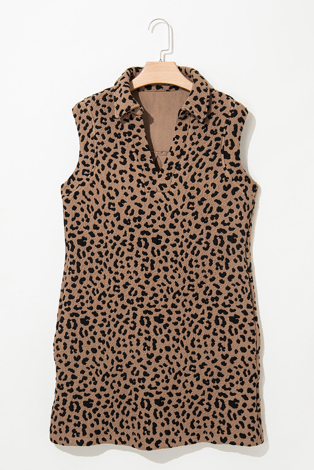 Leopard Johnny Collar Sleeveless Mini Dress-TOPS / DRESSES-[Adult]-[Female]-2022 Online Blue Zone Planet