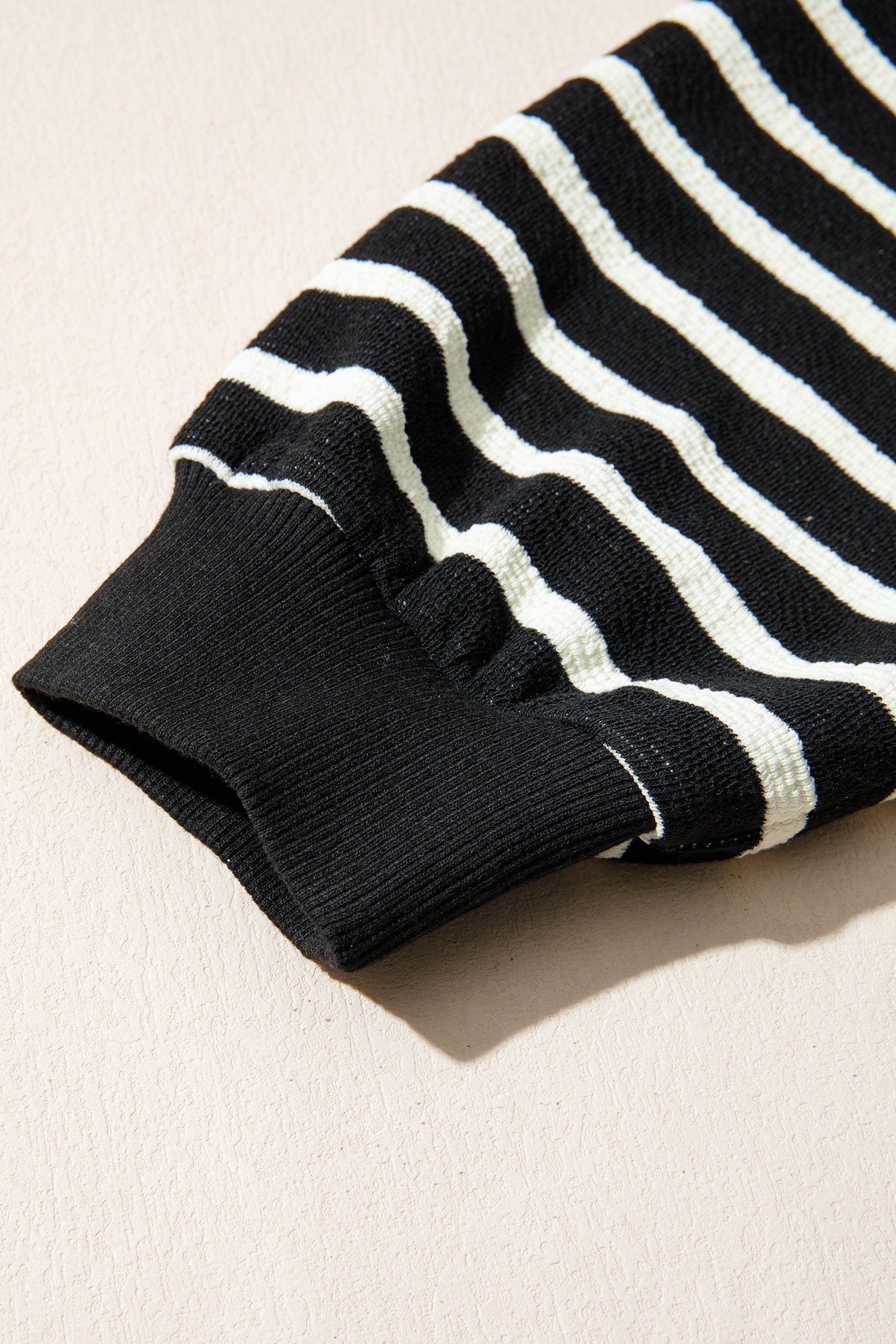 Black Stripe Contrast MERRY Letter Christmas Print Drop Shoulder Sweatshirt-Tops/Sweatshirts & Hoodies-[Adult]-[Female]-2022 Online Blue Zone Planet