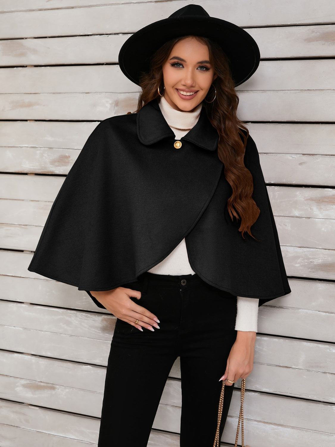 Collared Neck Cropped Cape-TOPS / DRESSES-[Adult]-[Female]-2022 Online Blue Zone Planet