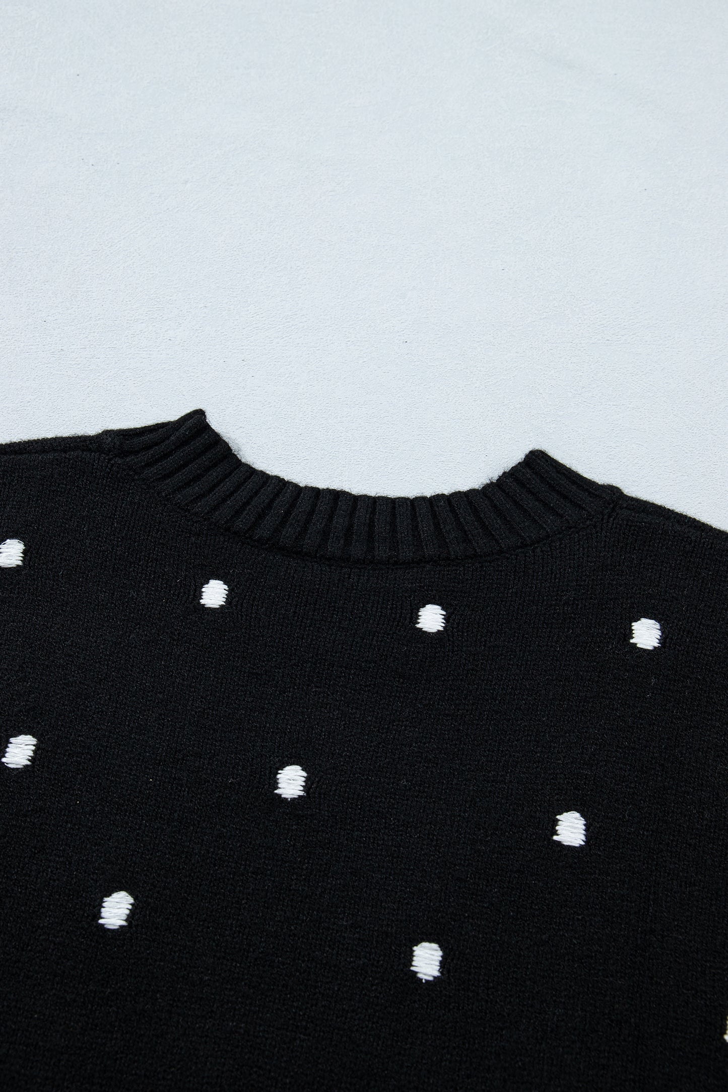 Black Elegant Polka Dot Bubble Short Sleeve Sweater-TOPS / DRESSES-[Adult]-[Female]-2022 Online Blue Zone Planet