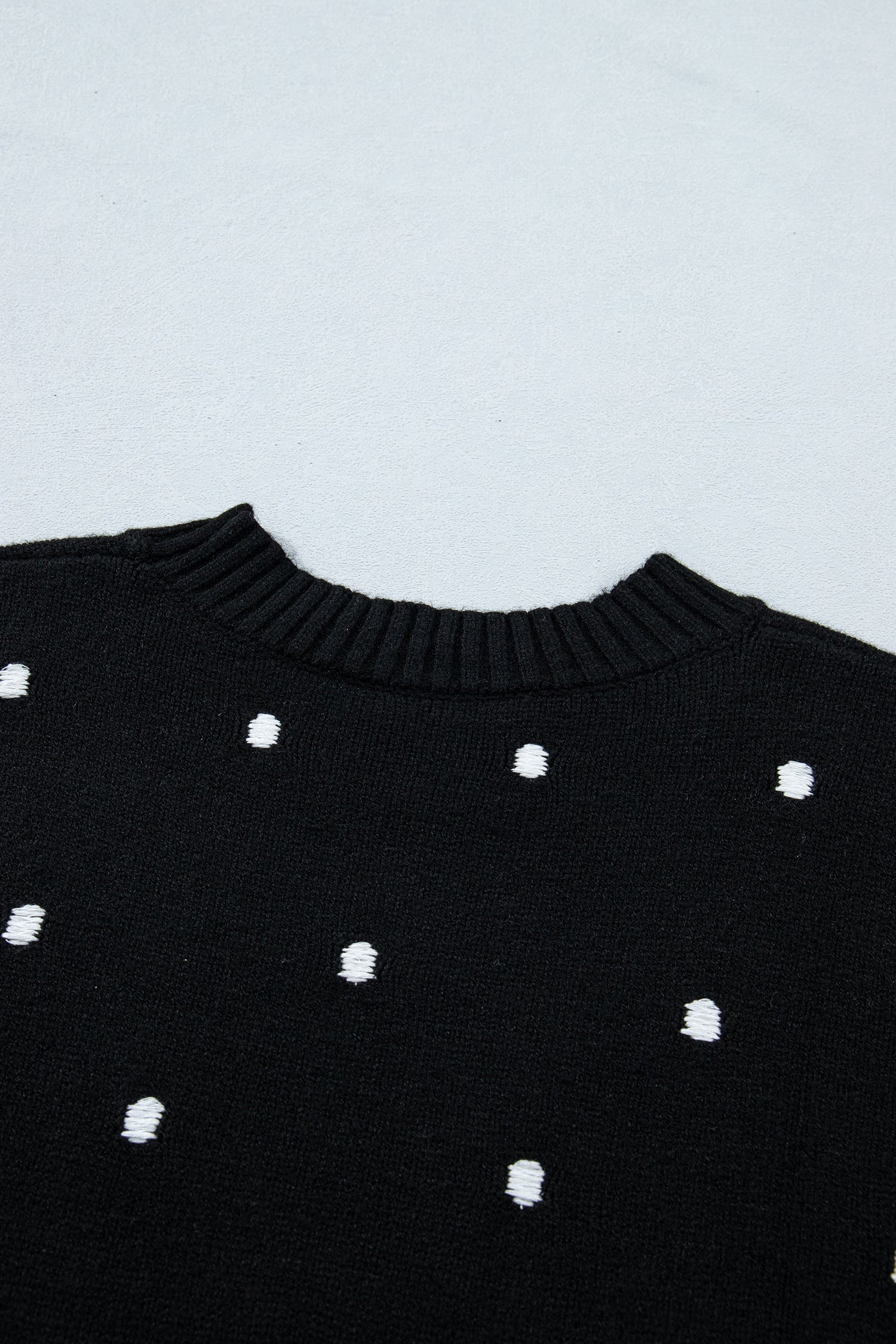 Black Elegant Polka Dot Bubble Short Sleeve Sweater-TOPS / DRESSES-[Adult]-[Female]-2022 Online Blue Zone Planet