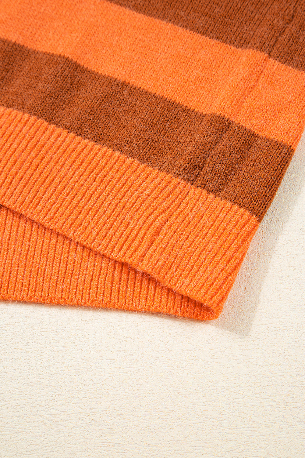 Orange Stripe Color Block High Neck Drop Shoulder Cozy Sweater-Sweaters & Cardigans/Sweaters-[Adult]-[Female]-2022 Online Blue Zone Planet