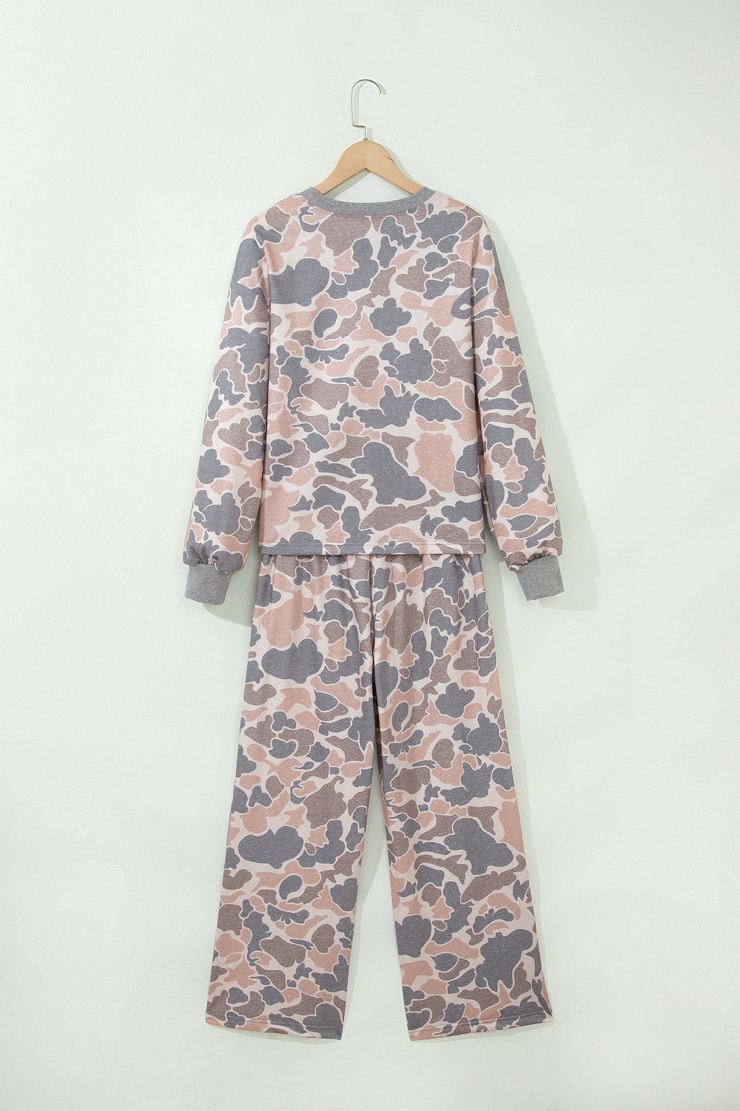 Multicolour Camouflage Print Long Sleeve Top Loose 2pcs Pants Set-Two Piece Sets/Pant Sets-[Adult]-[Female]-2022 Online Blue Zone Planet