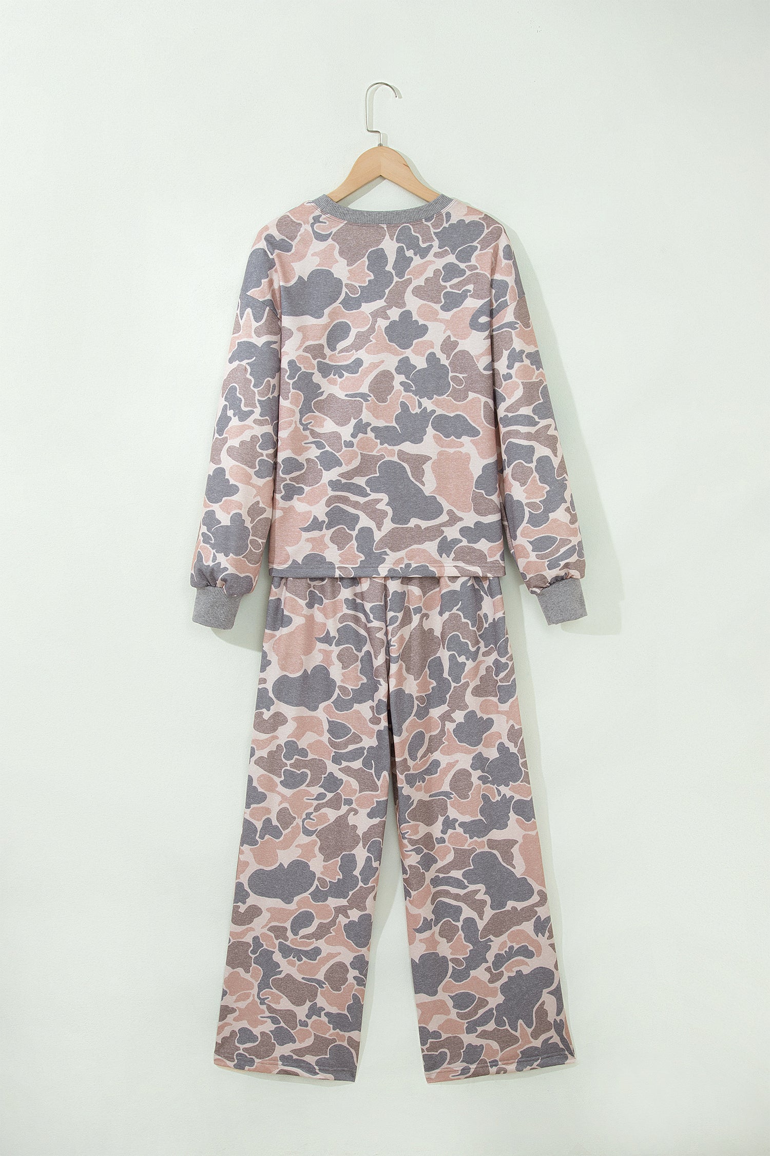 Multicolour Camouflage Print Long Sleeve Top Loose 2pcs Pants Set-Two Piece Sets/Pant Sets-[Adult]-[Female]-2022 Online Blue Zone Planet