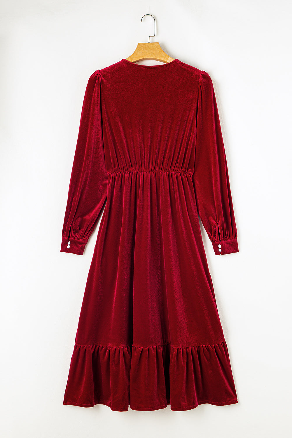 pinko red velvet dress Kukoosong Women's Elegant Long Sleeve Crew Neck Bodycon Velvet Dress for Wedding Guest Cocktail Party Evening Midi Dresses, Size: Small, Red