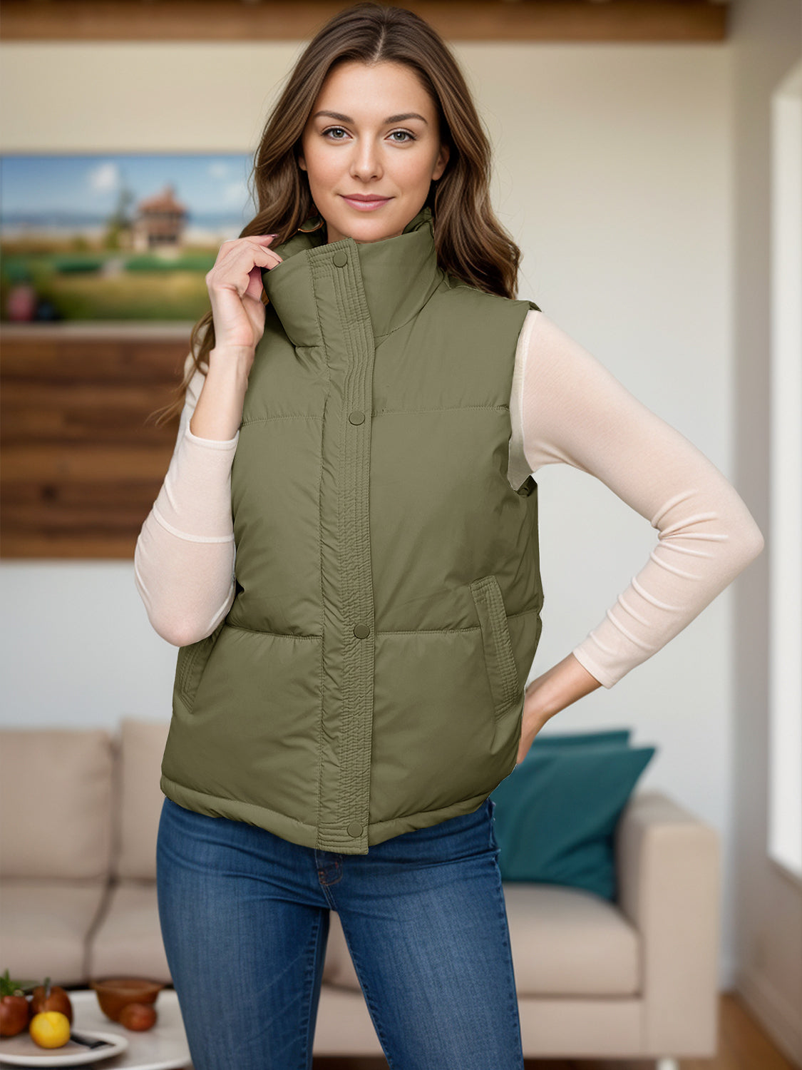 Pocketed Zip Up Vest Coat-TOPS / DRESSES-[Adult]-[Female]-2022 Online Blue Zone Planet