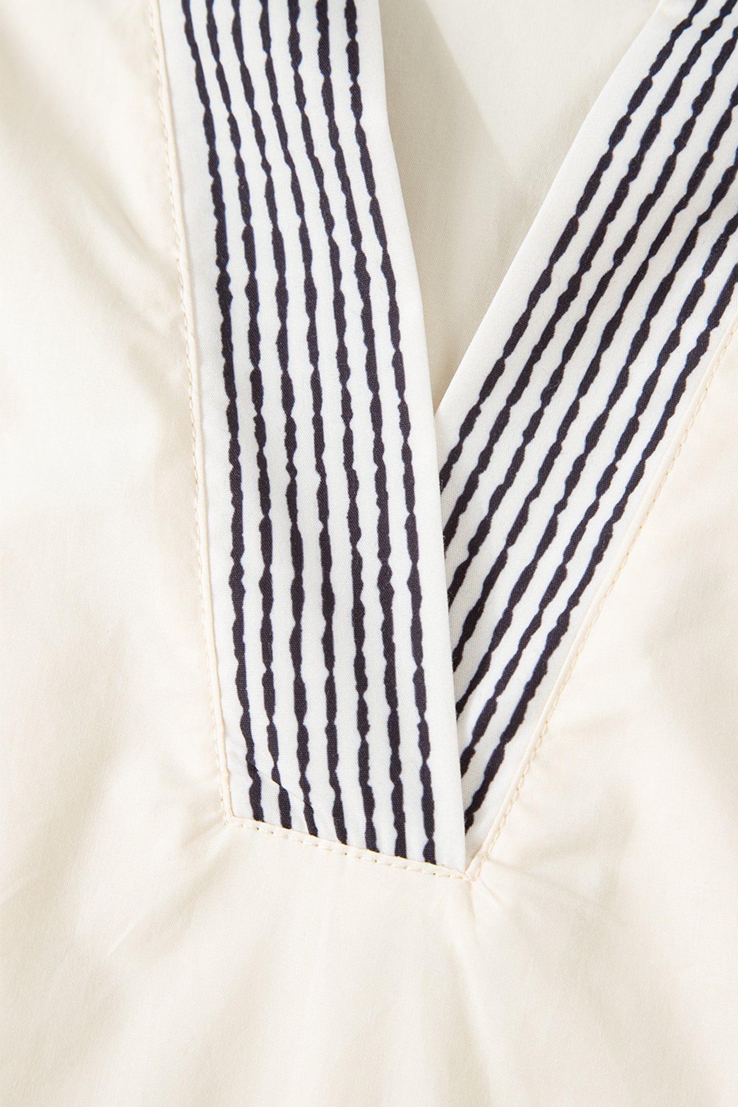 White Floral Puff Sleeve Contrast V Neck Patchwork Blouse-Tops/Blouses & Shirts-[Adult]-[Female]-2022 Online Blue Zone Planet