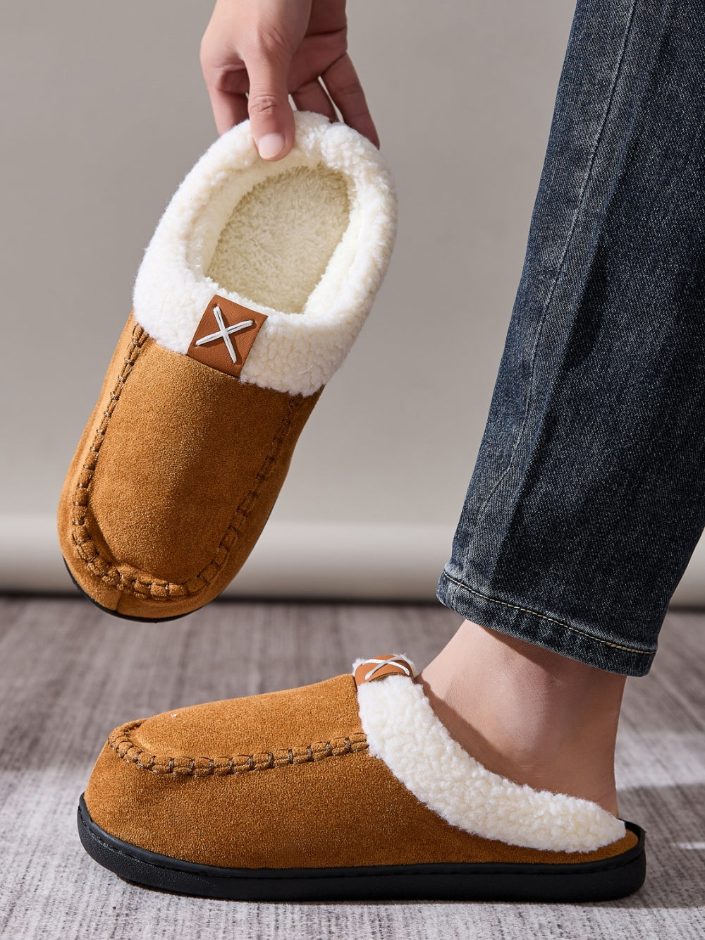 Contrast Round Toe Flat Slippers-SLIPPERS-[Adult]-[Female]-2022 Online Blue Zone Planet