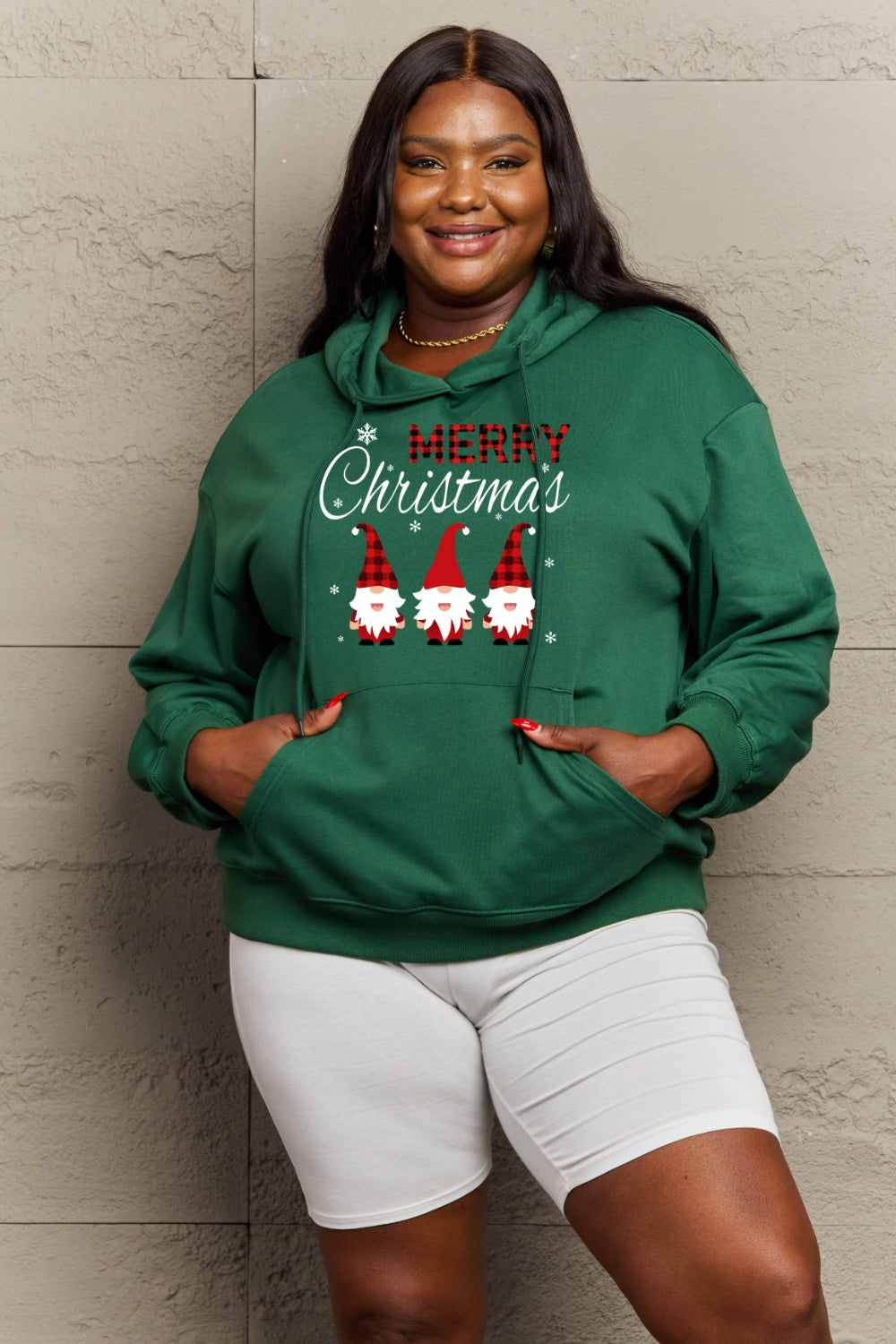 Simply Love Full Size MERRY CHRISTMAS Graphic Hoodie-HOODIES-[Adult]-[Female]-2022 Online Blue Zone Planet