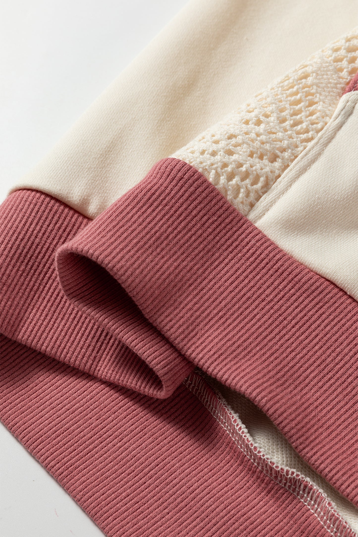 White Contrast Trim Crochet Knit Patchwork Exposed Seam Hoodie-Tops/Sweatshirts & Hoodies-[Adult]-[Female]-2022 Online Blue Zone Planet