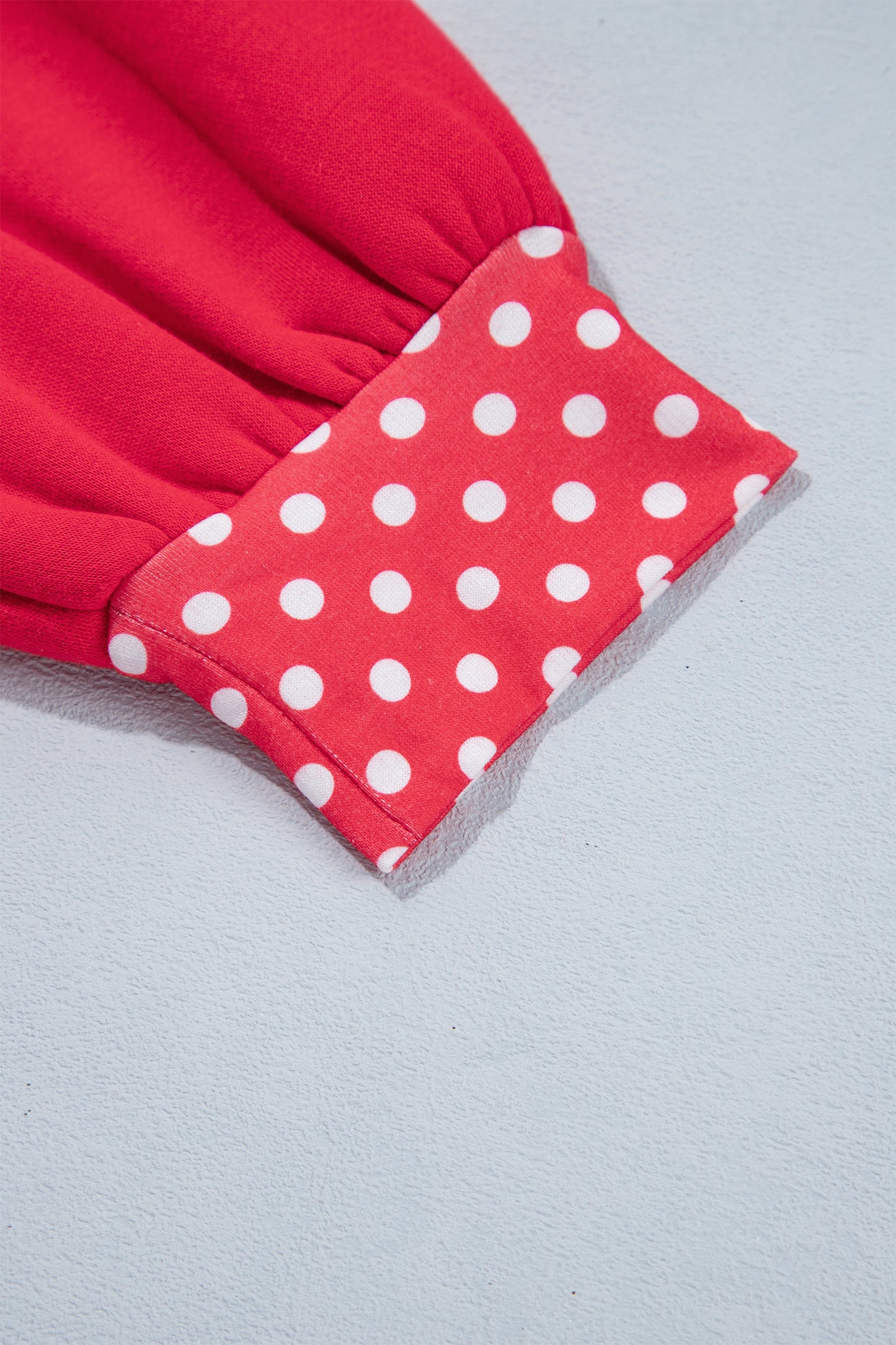 Racing Red Colorblock Polka Dot Contrast Trim Oversized Sweatshirt