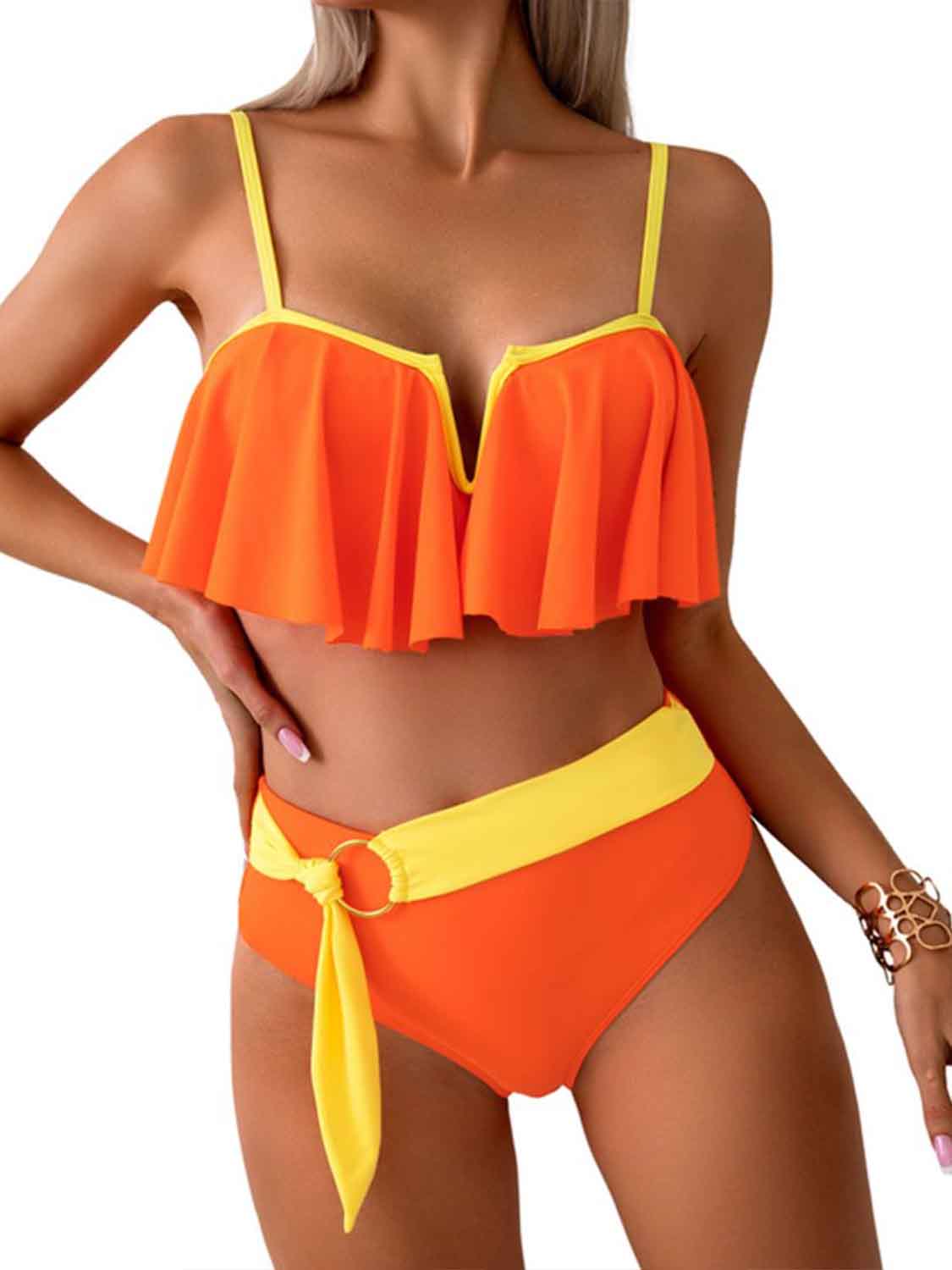 Spaghetti Strap Notched Bikini Set-TOPS / DRESSES-[Adult]-[Female]-2022 Online Blue Zone Planet