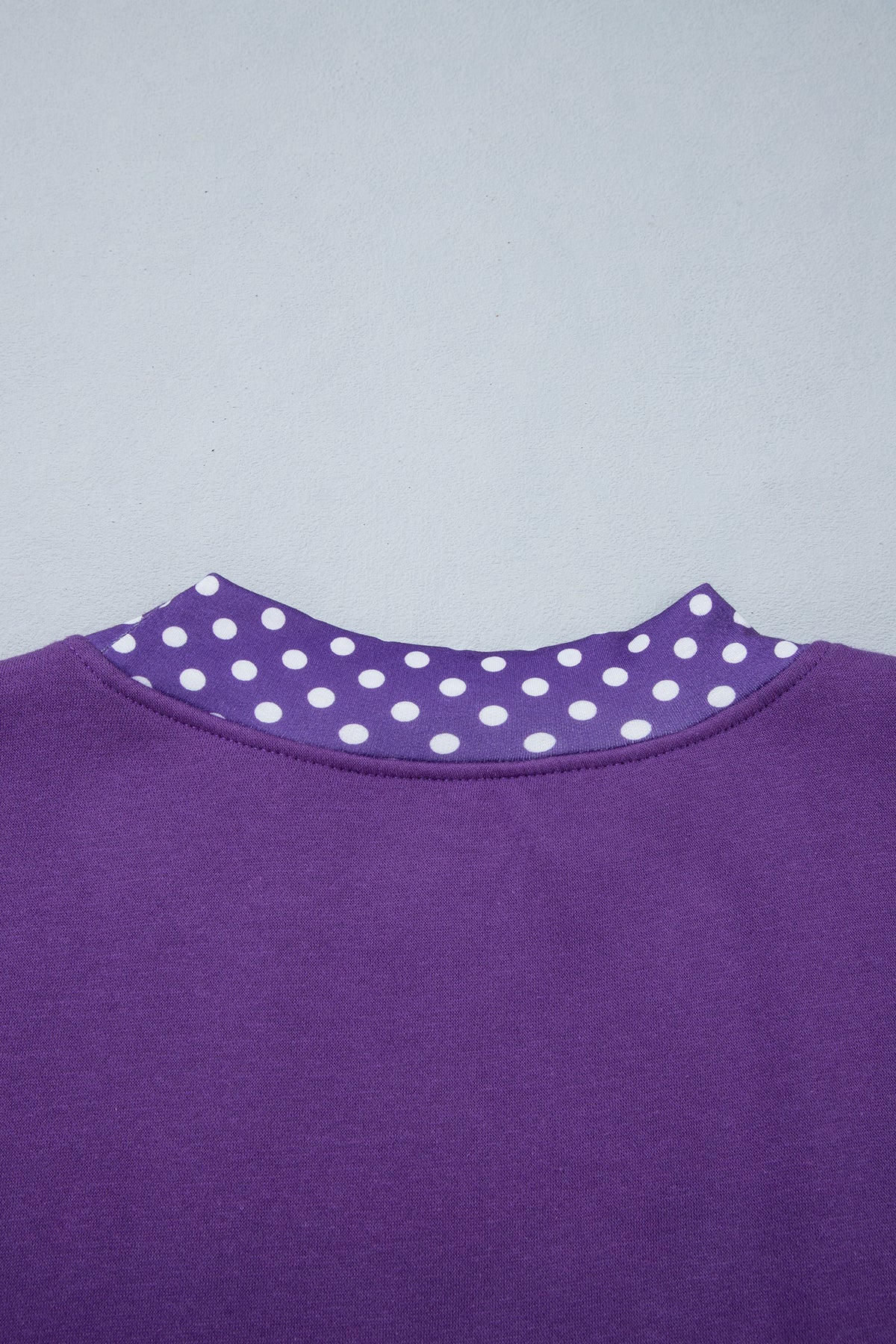 Tillandsia Purple Colorblock Polka Dot Contrast Trim Oversized Sweatshirt-Tops/Sweatshirts & Hoodies-[Adult]-[Female]-2022 Online Blue Zone Planet