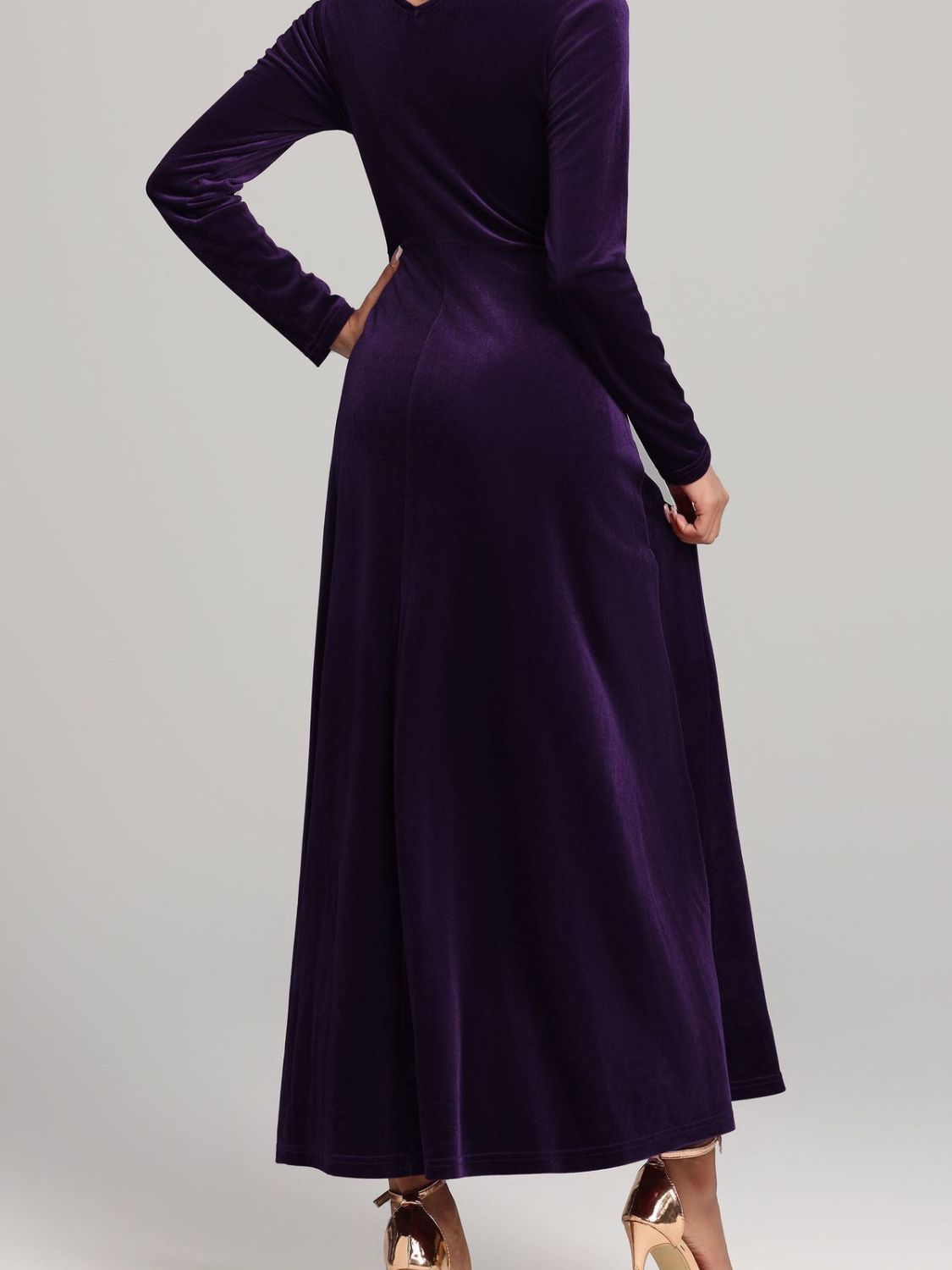 Blue Zone Planet | Square Neck Long Sleeve Velvet Dress-TOPS / DRESSES-[Adult]-[Female]-2022 Online Blue Zone Planet