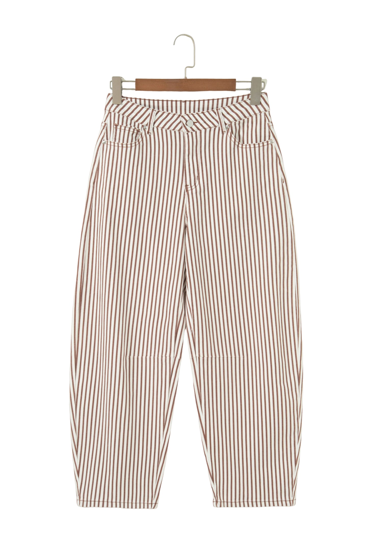 Brown Stripe Casual Barrel Jeans-Bottoms/Jeans-[Adult]-[Female]-2022 Online Blue Zone Planet