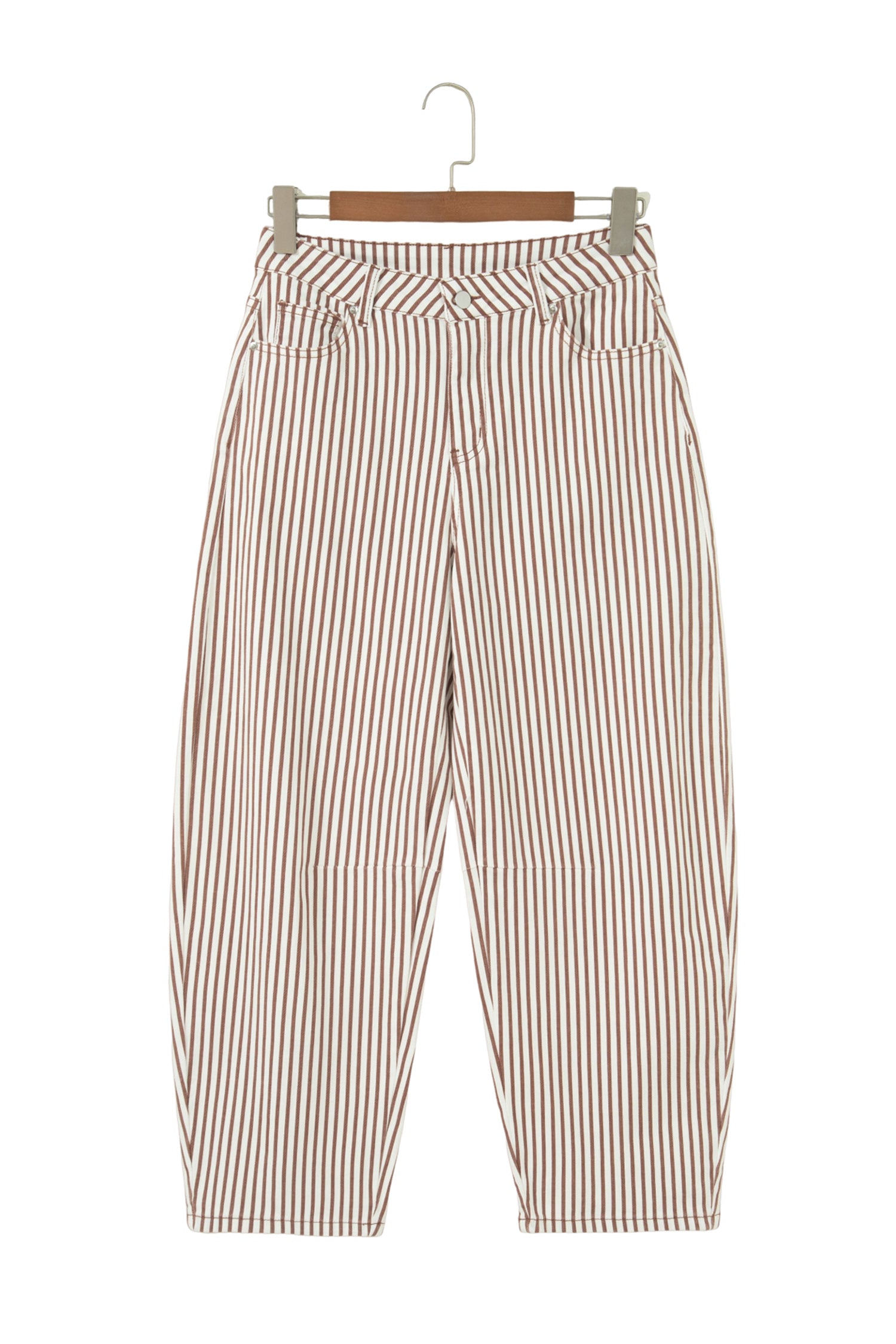 Brown Stripe Casual Barrel Jeans-Bottoms/Jeans-[Adult]-[Female]-2022 Online Blue Zone Planet