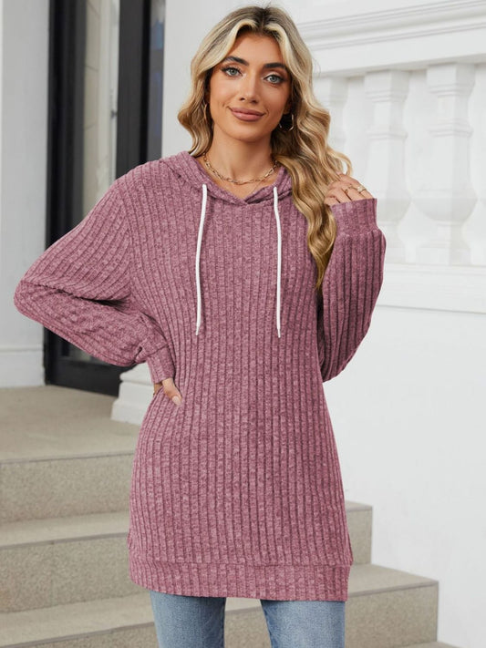 Drawstring Long Sleeve Hoodie-TOPS / DRESSES-[Adult]-[Female]-Moonlit Mauve-S-2022 Online Blue Zone Planet