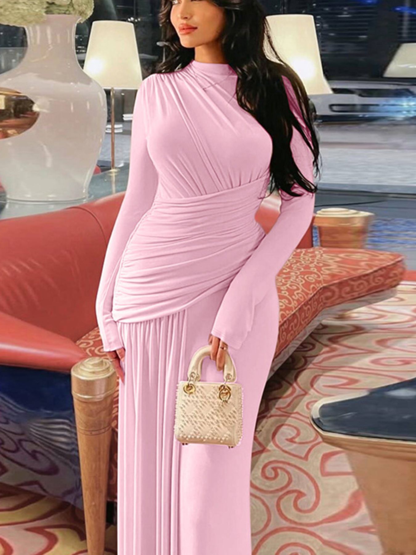 long sleeve mermaid maxi dress OFF-SHOULDER LONG-SLEEVE MERMAID GOWN