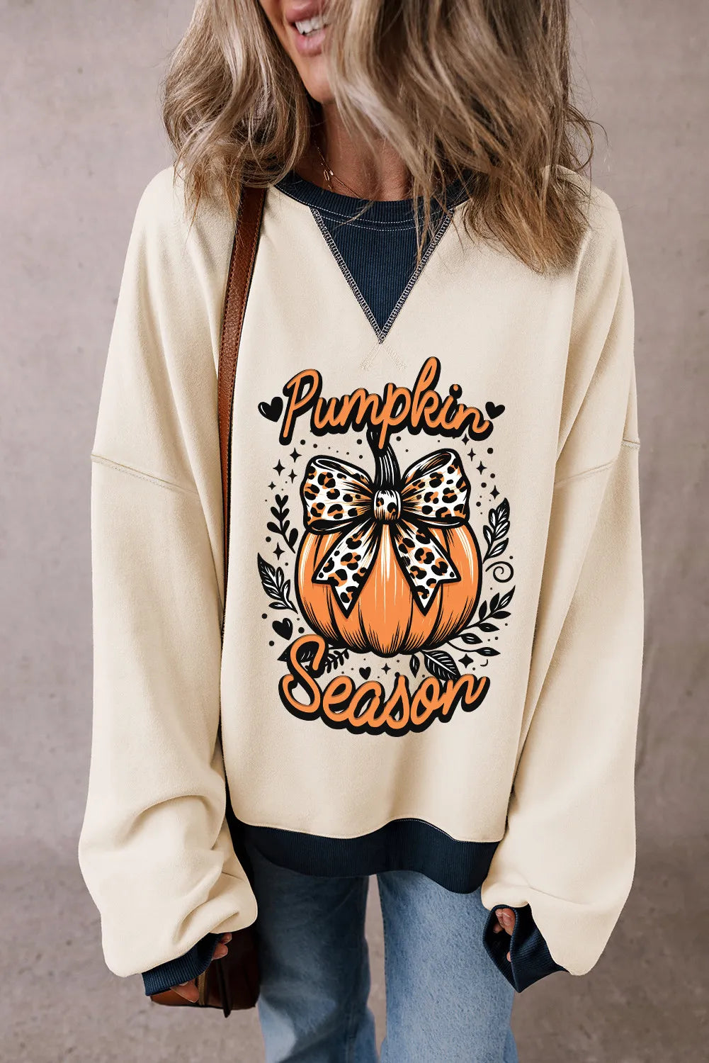 Pumpkin Graphic Long Sleeve Sweatshirt-TOPS / DRESSES-[Adult]-[Female]-2022 Online Blue Zone Planet