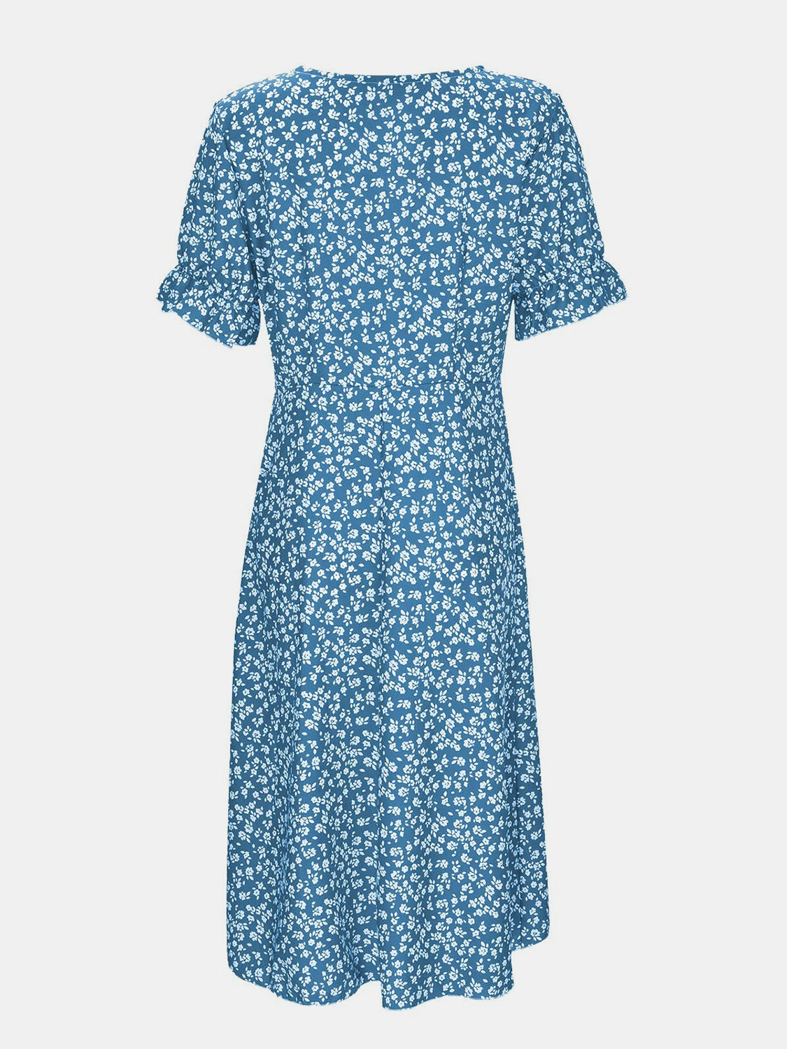 Full Size Printed Surplice Flounce Sleeve Midi Dress-TOPS / DRESSES-[Adult]-[Female]-2022 Online Blue Zone Planet