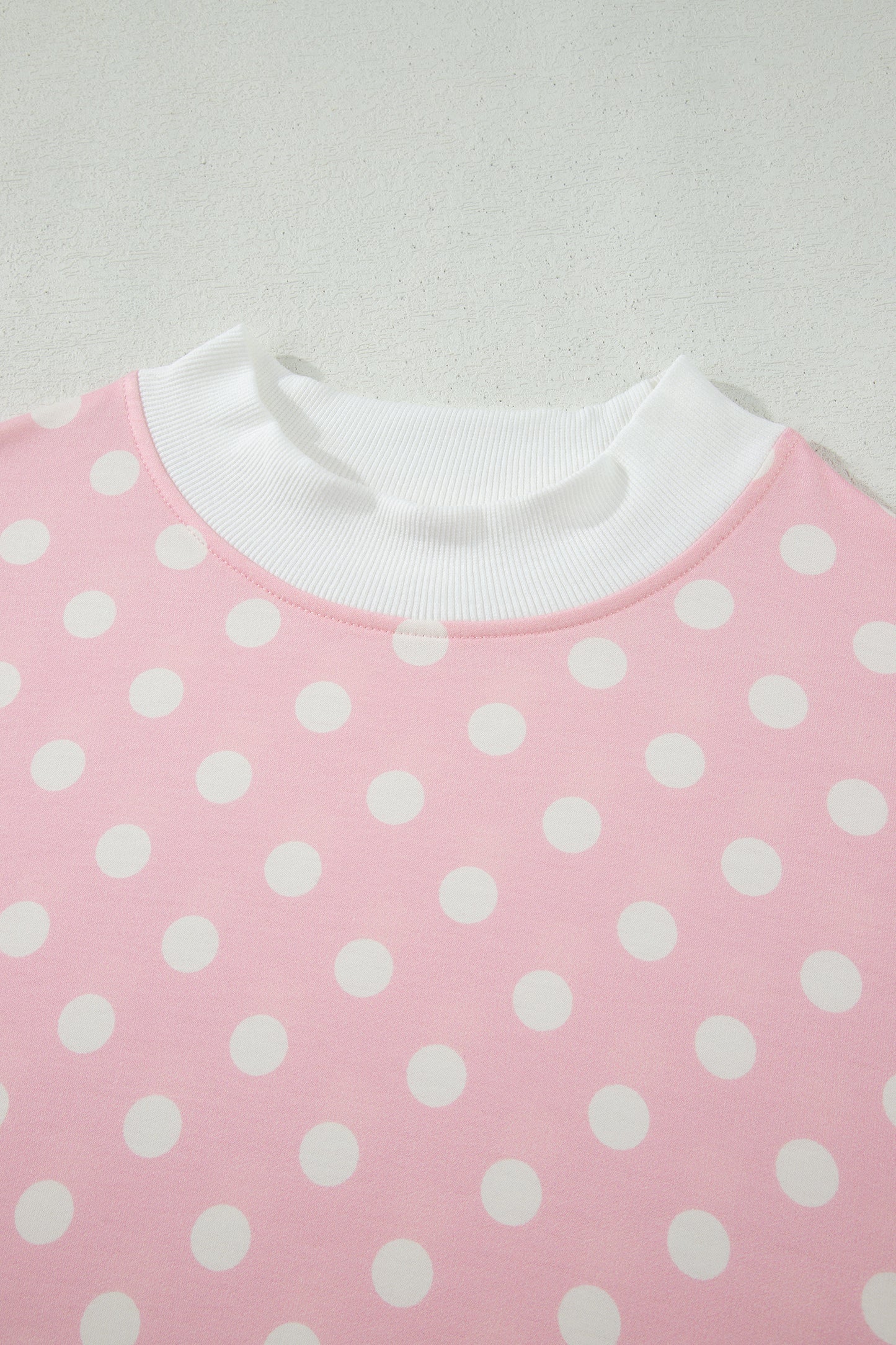 Pink Polka Dot Print Mock Neck Short Sleeve Top Shift Pant Set-Two Piece Sets/Pant Sets-[Adult]-[Female]-2022 Online Blue Zone Planet