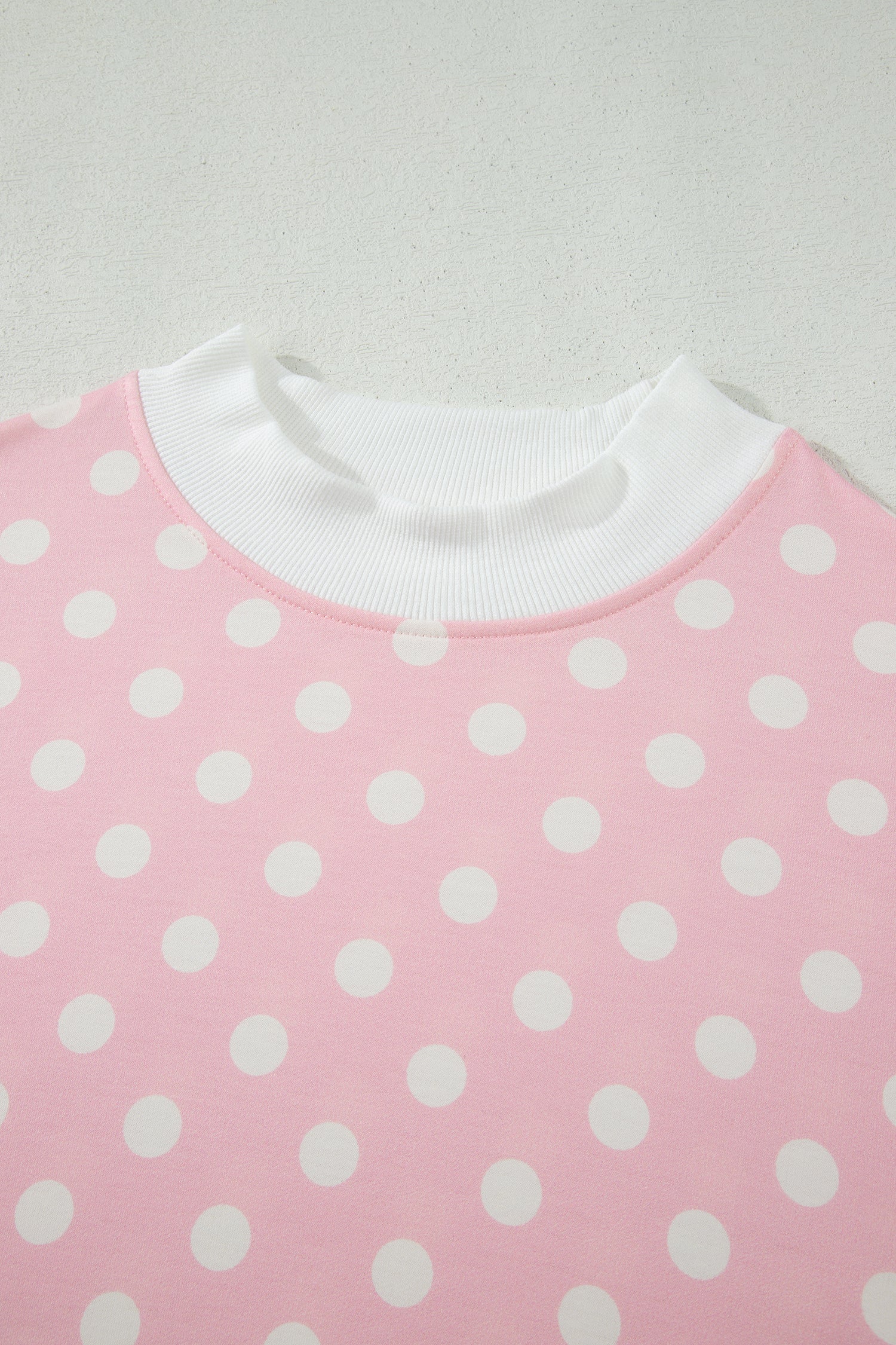 Pink Polka Dot Print Mock Neck Short Sleeve Top Shift Pant Set-Two Piece Sets/Pant Sets-[Adult]-[Female]-2022 Online Blue Zone Planet