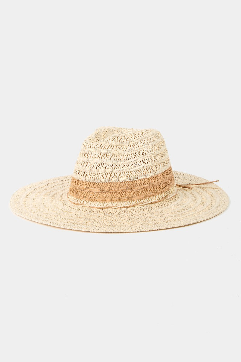 Fame Contrast Straw Braided Sun Hat-HATS-[Adult]-[Female]-IV-One Size-2022 Online Blue Zone Planet