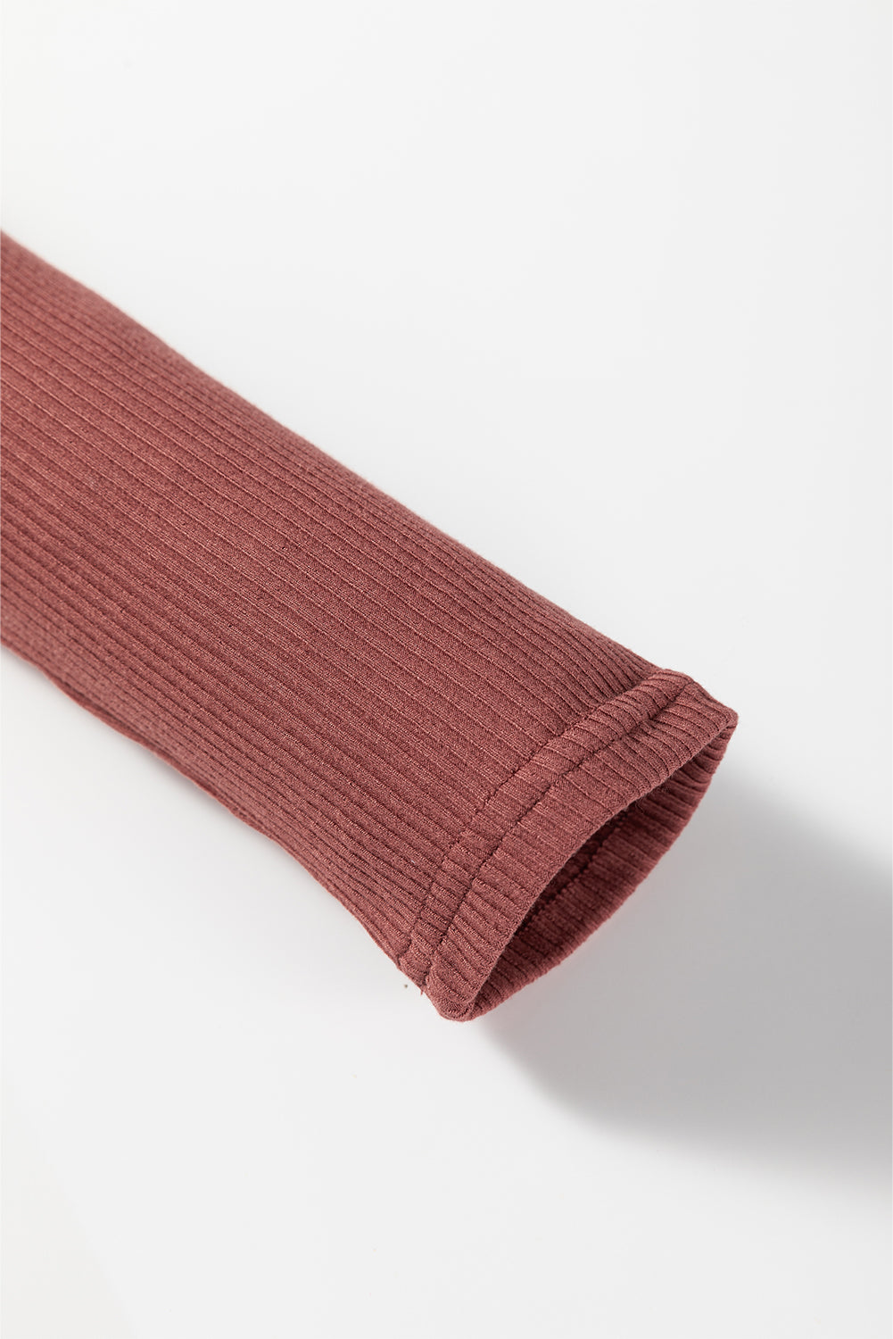 Mineral Red Ribbed Long Sleeve Crew Neck Solid Color Bodysuit-Tops/Bodysuits-[Adult]-[Female]-2022 Online Blue Zone Planet