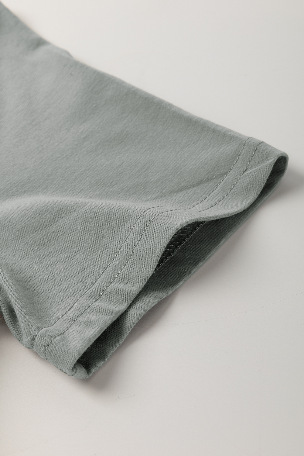 Medium Grey Solid Color Toothpick Stripe Round Neck T Shirt-Tops/Tops & Tees-[Adult]-[Female]-2022 Online Blue Zone Planet