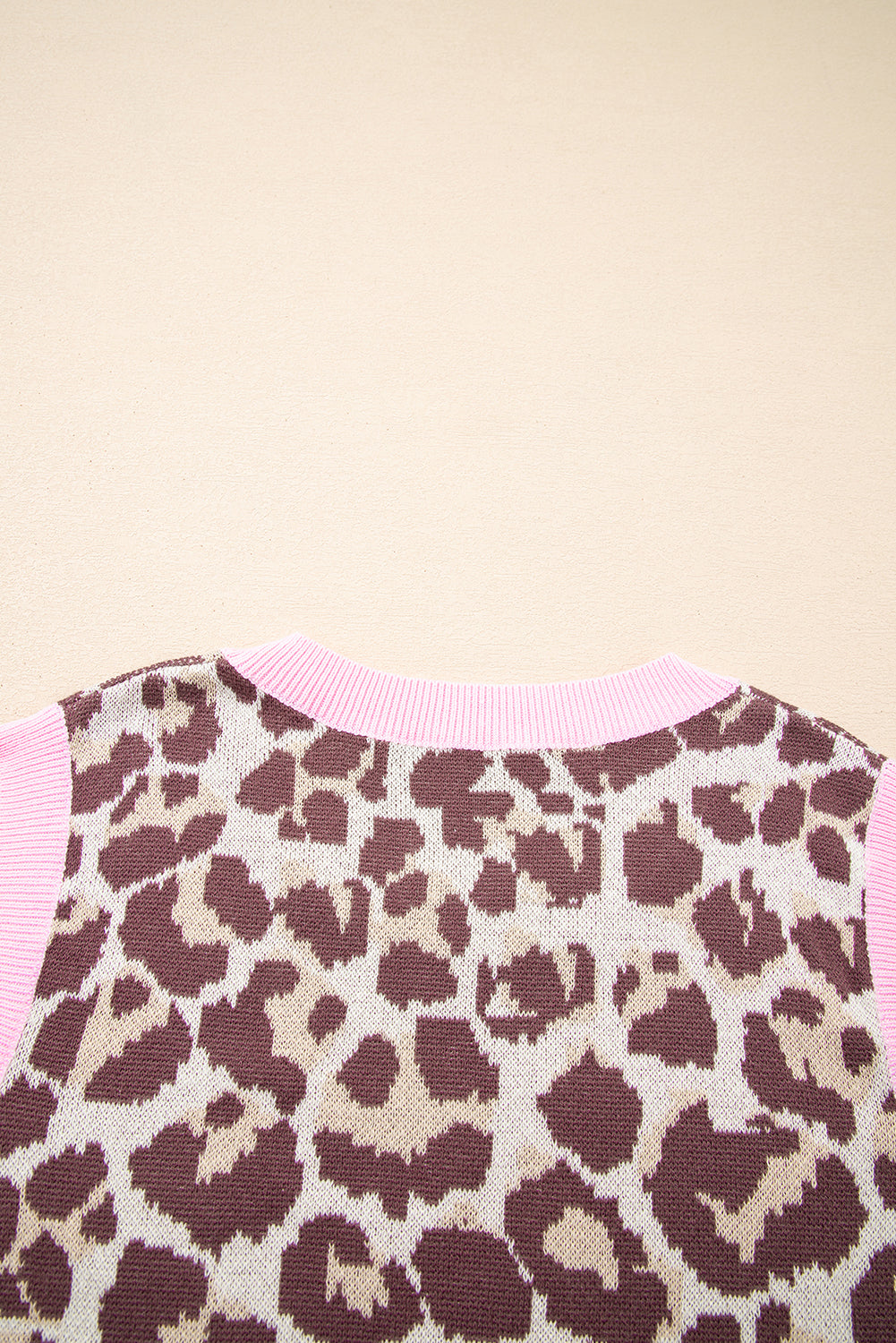 Brown Leopard Pattern Contrast Ribbed Trim Sweater Vest-TOPS / DRESSES-[Adult]-[Female]-2022 Online Blue Zone Planet