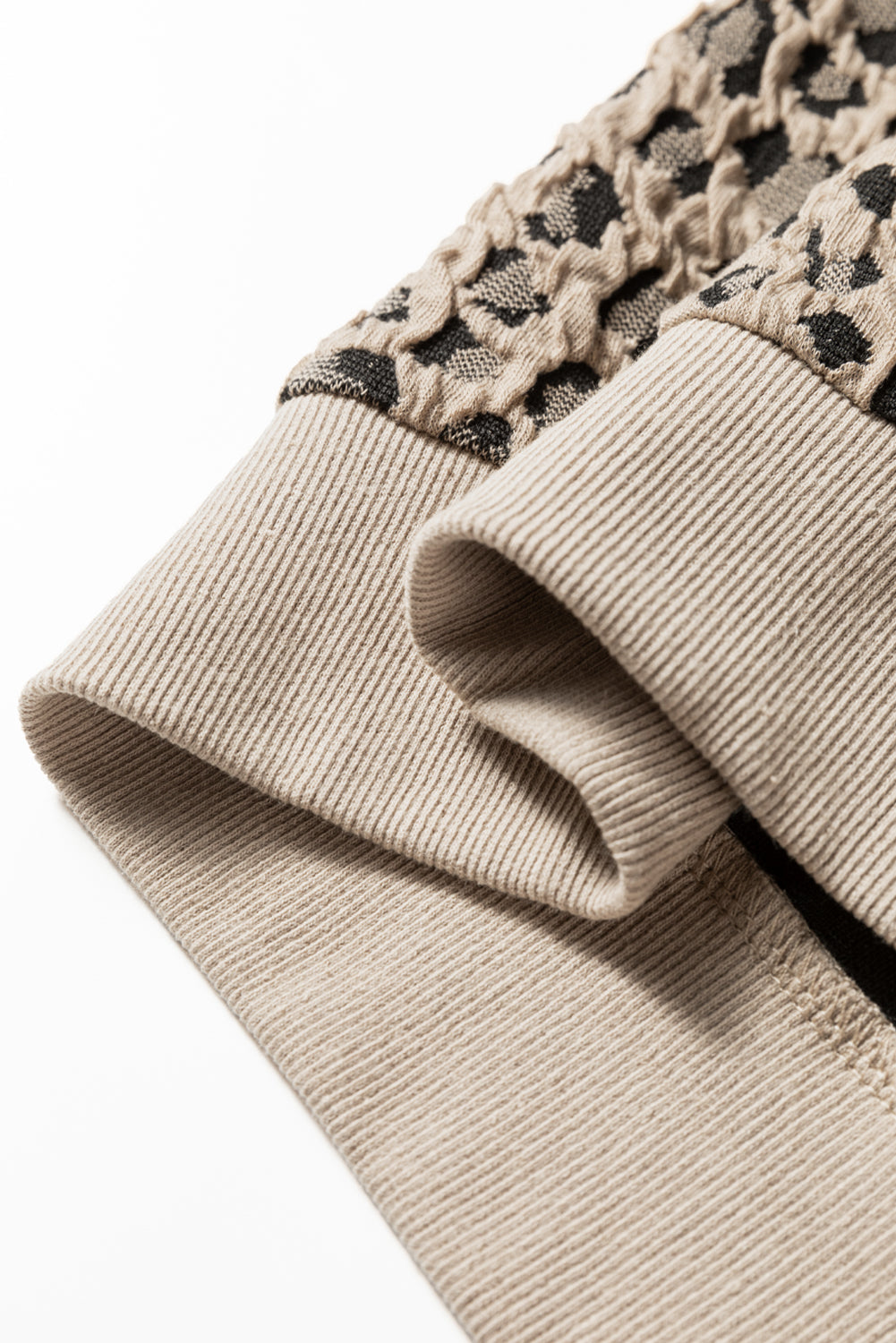 Brown Ribbed Trim Leopard Print Long Sleeve Top-Tops/Long Sleeve Tops-[Adult]-[Female]-2022 Online Blue Zone Planet