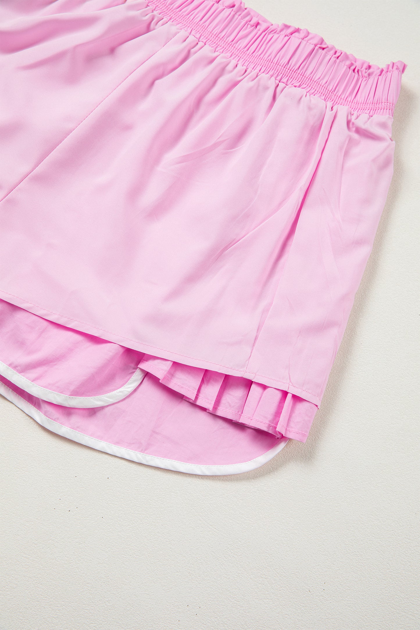 Bonbon Contrast Trim Pleated Casual Active Shorts-Bottoms/Casual Shorts-[Adult]-[Female]-2022 Online Blue Zone Planet