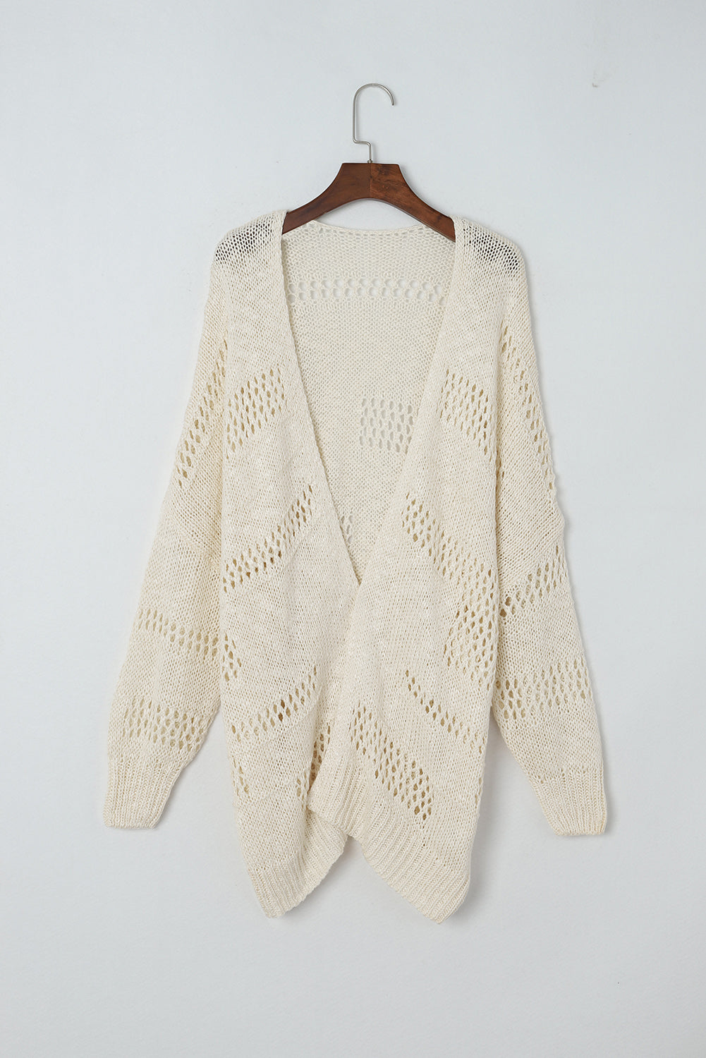 Openwork Open Front Long Sleeve Cardigan-TOPS / DRESSES-[Adult]-[Female]-2022 Online Blue Zone Planet