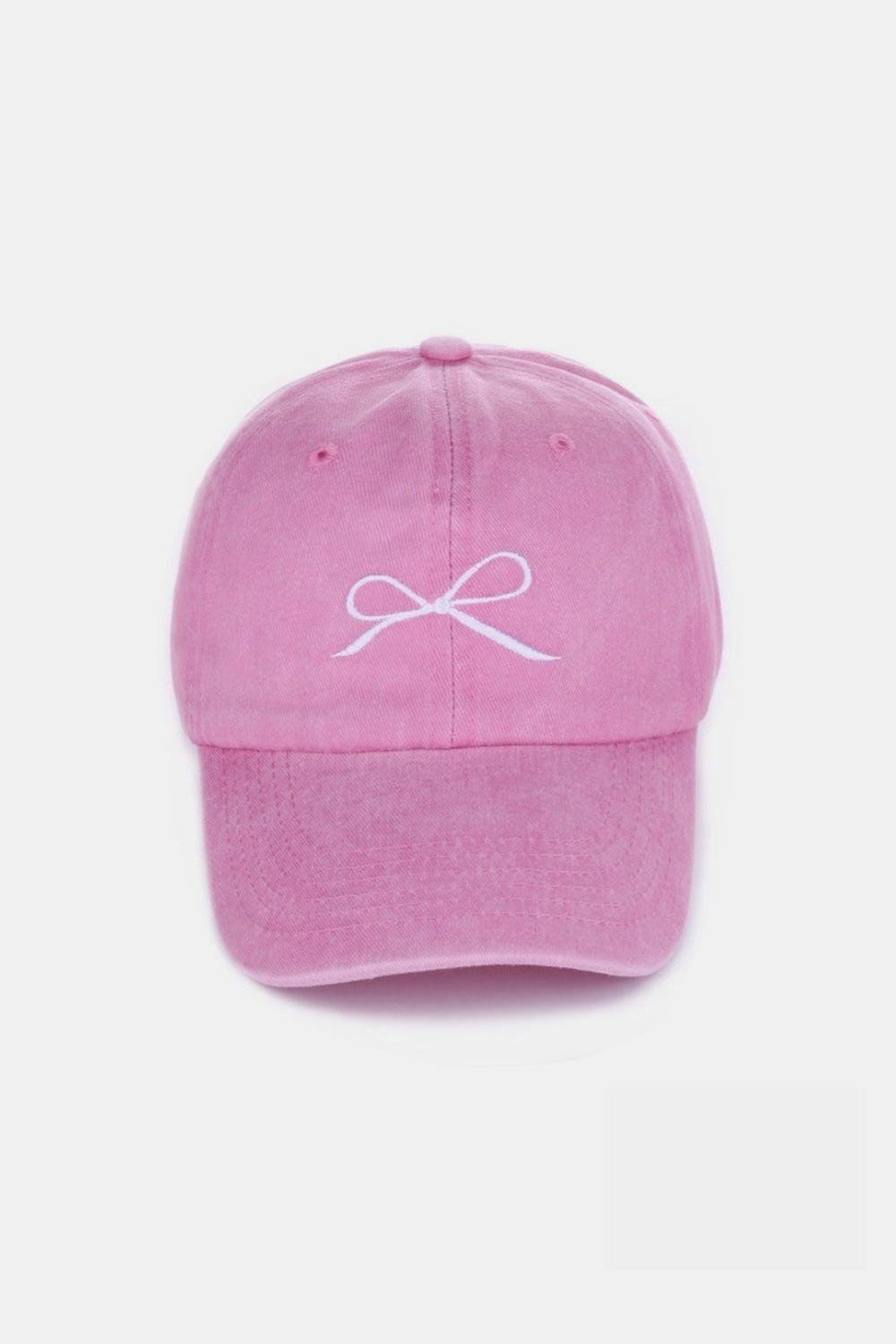 Zenana Bow Embroidered Washed Cotton Caps-BASEBALL HATS-[Adult]-[Female]-Pink-One Size-2022 Online Blue Zone Planet