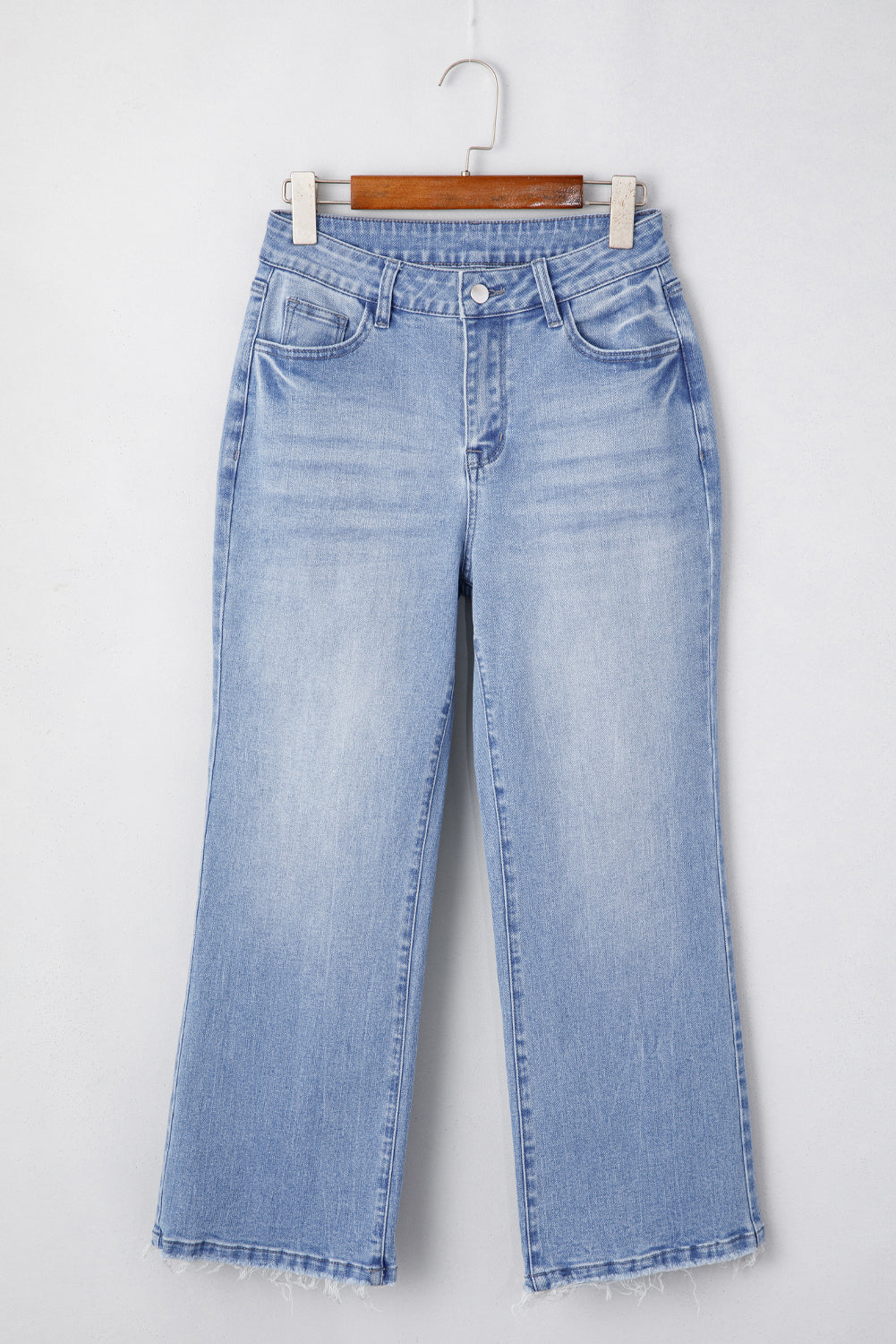 Beau Blue Mineral Wash Raw Hem High Waist Flared Jeans-Bottoms/Jeans-[Adult]-[Female]-2022 Online Blue Zone Planet