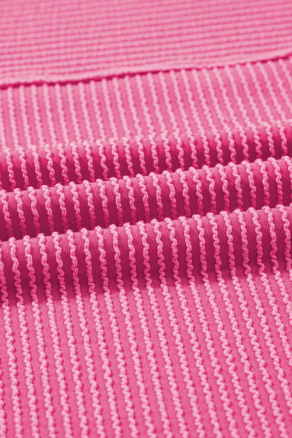 Bright Pink Plain Corded Knit Mock Neck T Shirt-Tops/Tops & Tees-[Adult]-[Female]-2022 Online Blue Zone Planet