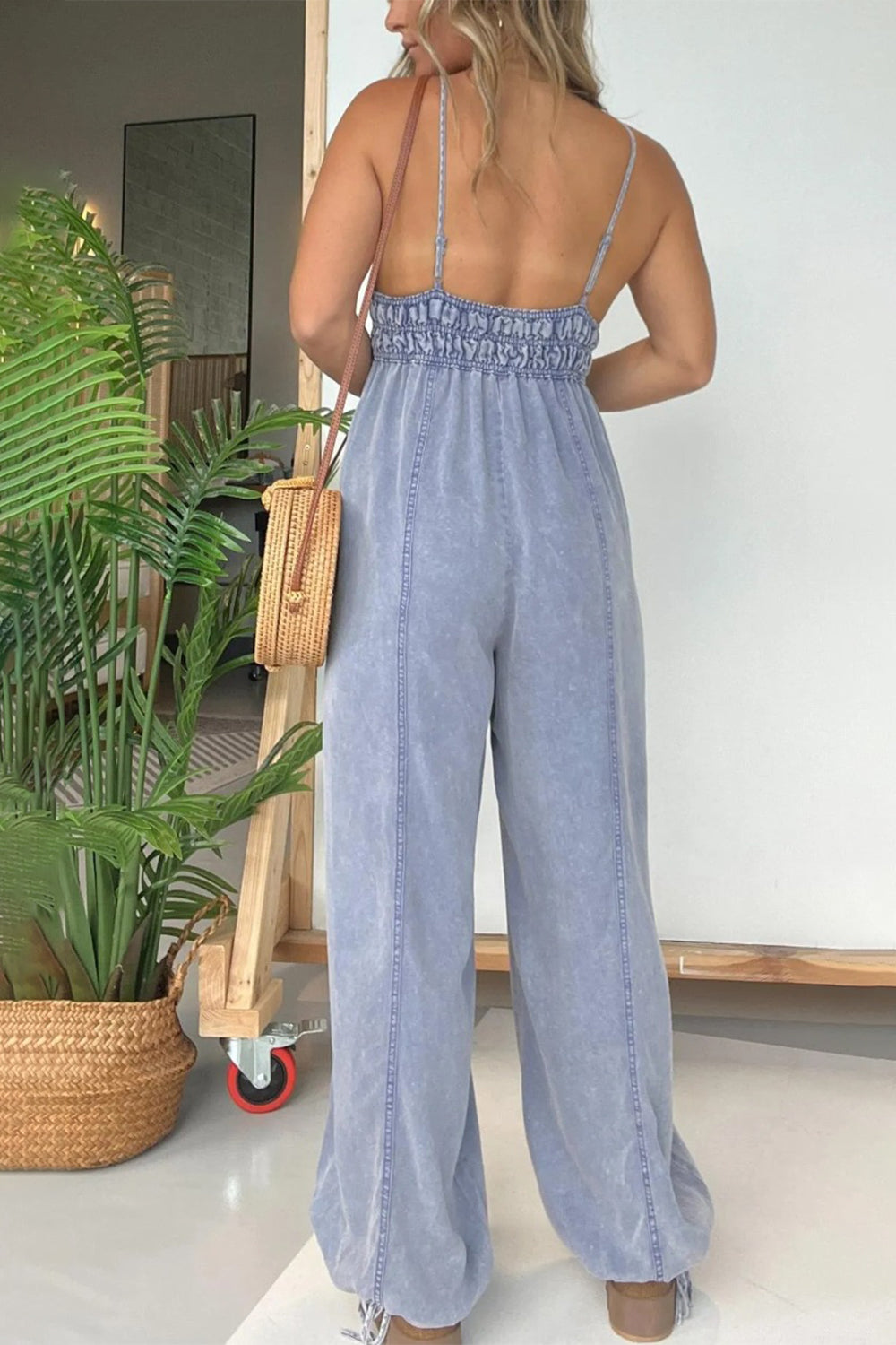 Full Size Spaghetti Strap Jumpsuit with Pockets-TOPS / DRESSES-[Adult]-[Female]-2022 Online Blue Zone Planet