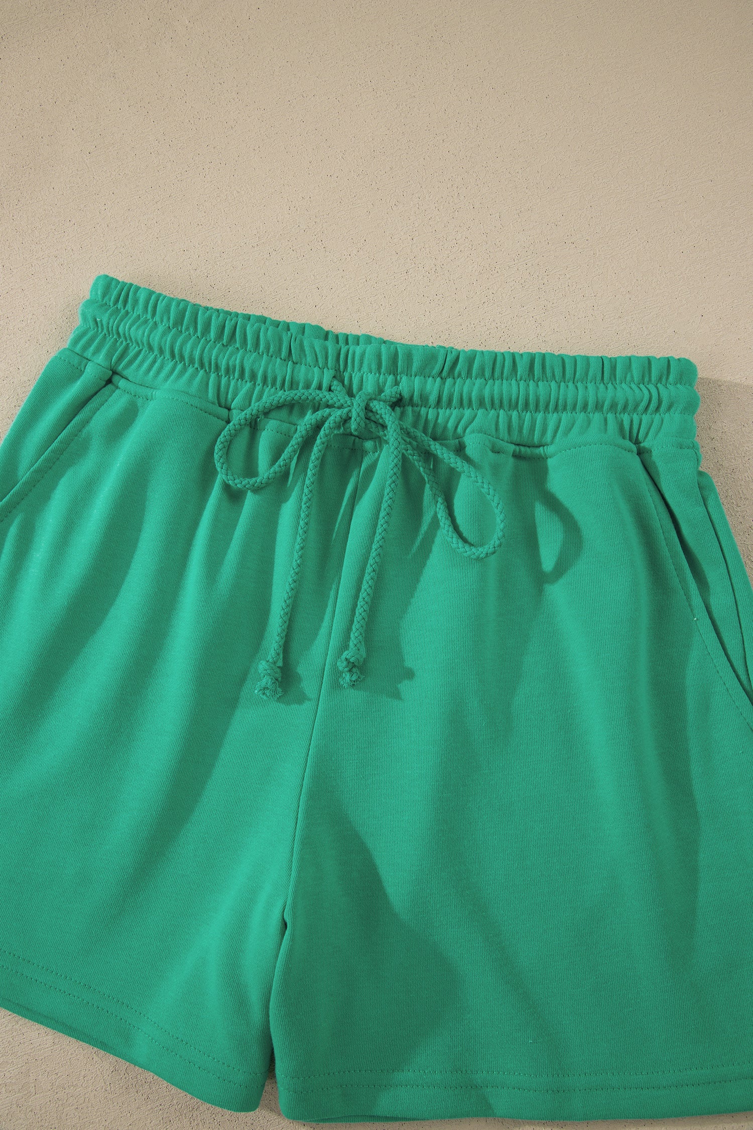 Mist Blue Solid Color Loose Tee Drawstring Shorts 2pcs Outfit-Two Piece Sets/Short Sets-[Adult]-[Female]-2022 Online Blue Zone Planet