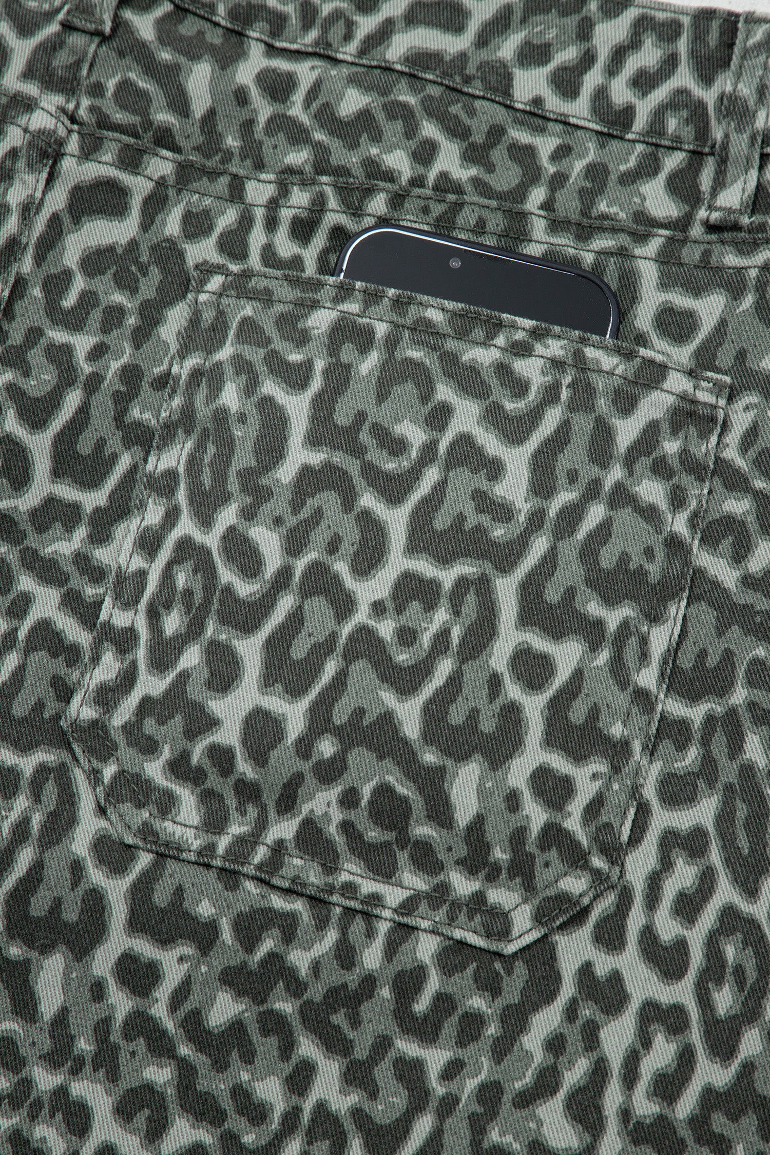Gray Leopard Frayed Edge Wide Leg High Waist Jeans-Bottoms/Jeans-[Adult]-[Female]-2022 Online Blue Zone Planet