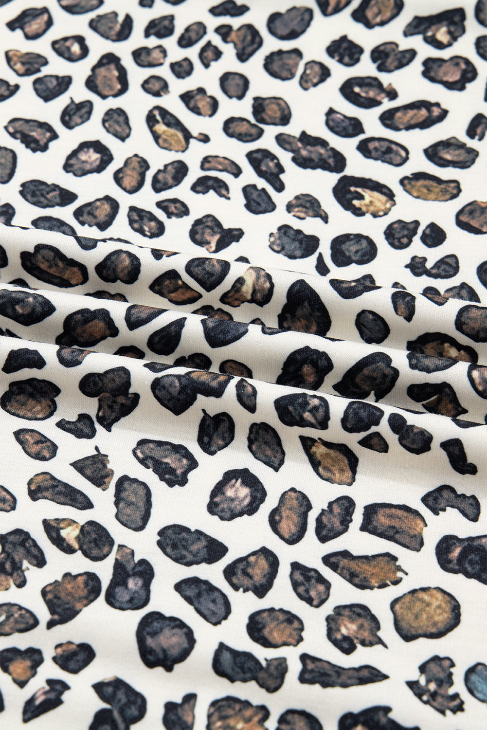 Khaki Plus Size Leopard Loose Pullover Casual Shorts 2pcs Outfit-Plus Size/Plus Size Loungewear-[Adult]-[Female]-2022 Online Blue Zone Planet