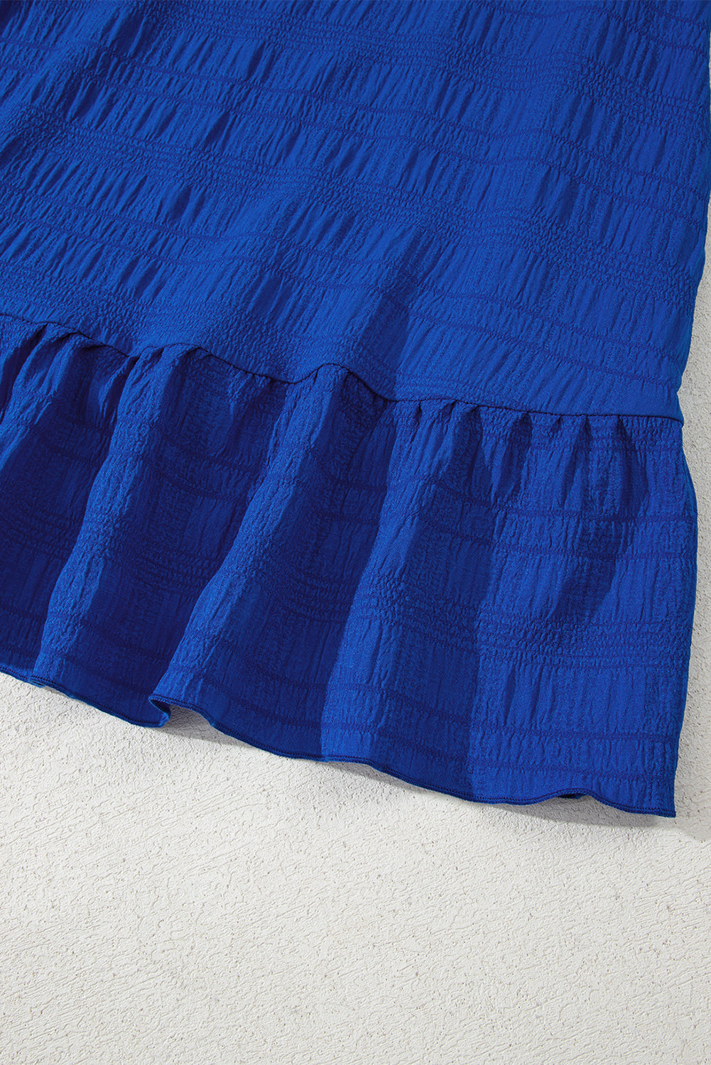 Dark Blue Textured Flutter Sleeve Ruffled Mini Dress-TOPS / DRESSES-[Adult]-[Female]-2022 Online Blue Zone Planet