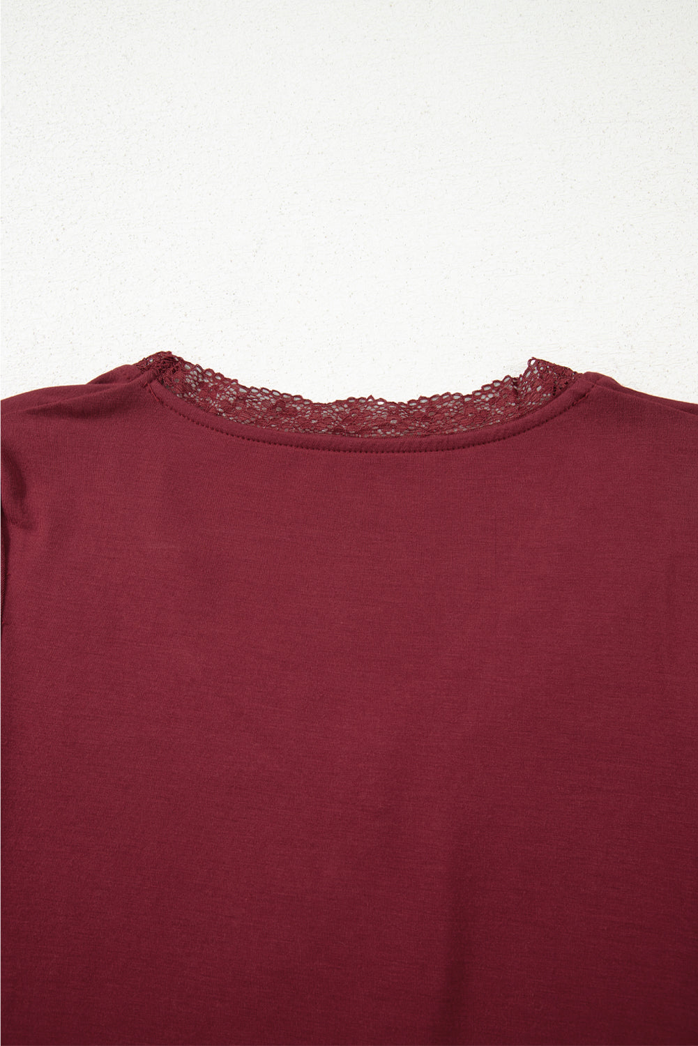 Smoke Gray Lace-Trimmed Sweetheart Neckline Ruched Detail Long Sleeve T-Shirt-Tops/Long Sleeve Tops-[Adult]-[Female]-2022 Online Blue Zone Planet