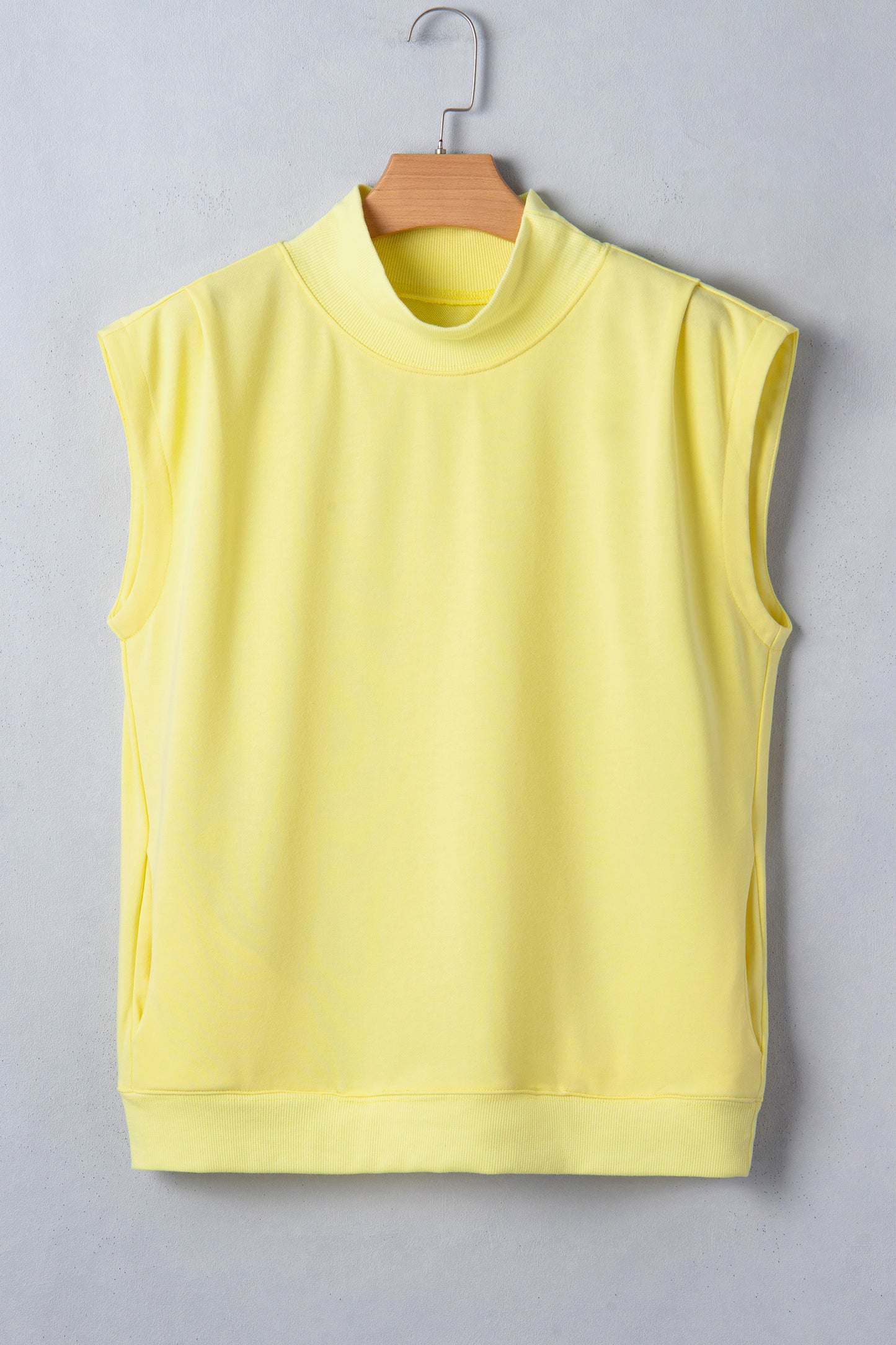 Black Solid Color High Neck Cap Sleeve Loose Top-Tops/Tops & Tees-[Adult]-[Female]-2022 Online Blue Zone Planet