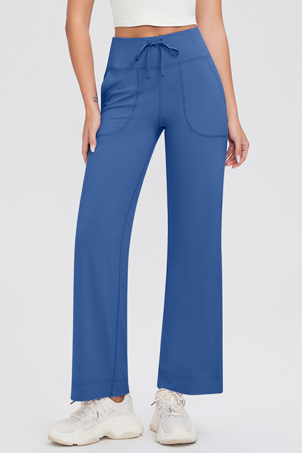 Basic Bae Full Size Drawstring High Waist Pants with Pockets-BOTTOMS SIZES SMALL MEDIUM LARGE-[Adult]-[Female]-Royal Blue-S-2022 Online Blue Zone Planet