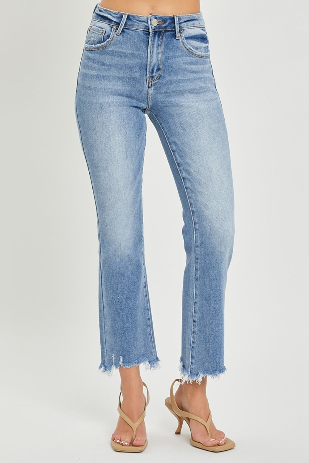 RISEN Full Size Frayed Hem Cropped Straight Jeans-[Adult]-[Female]-2022 Online Blue Zone Planet