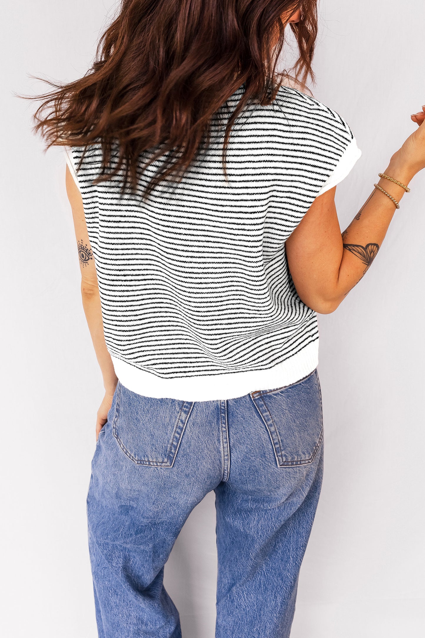 Black Stripe Contrast Trim Cap Sleeve Button Down Casual Cardigan-TOPS / DRESSES-[Adult]-[Female]-2022 Online Blue Zone Planet