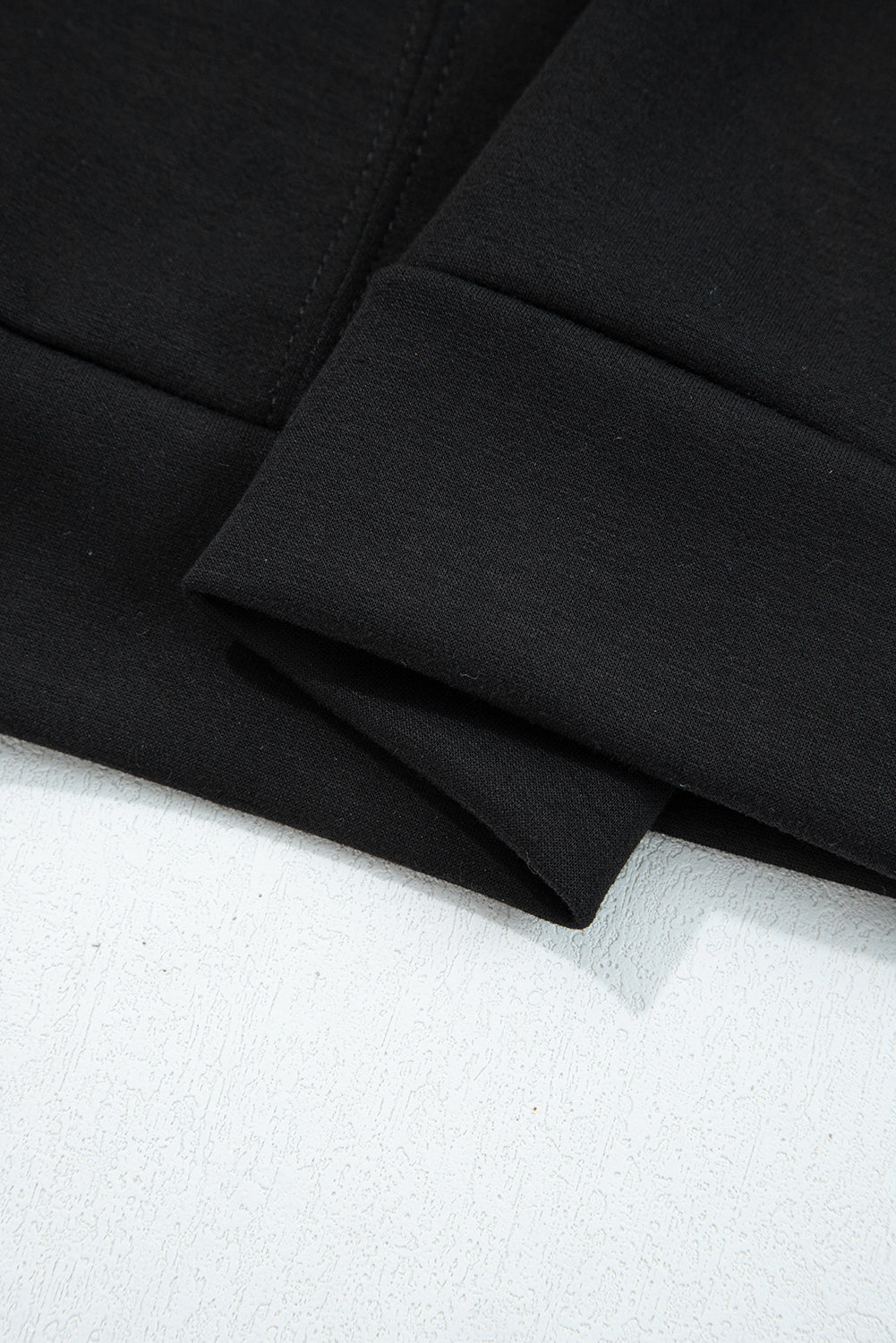 Black Zip Collar Long Sleeve Top Drawstring Pants Set-Two Piece Sets/Pant Sets-[Adult]-[Female]-2022 Online Blue Zone Planet