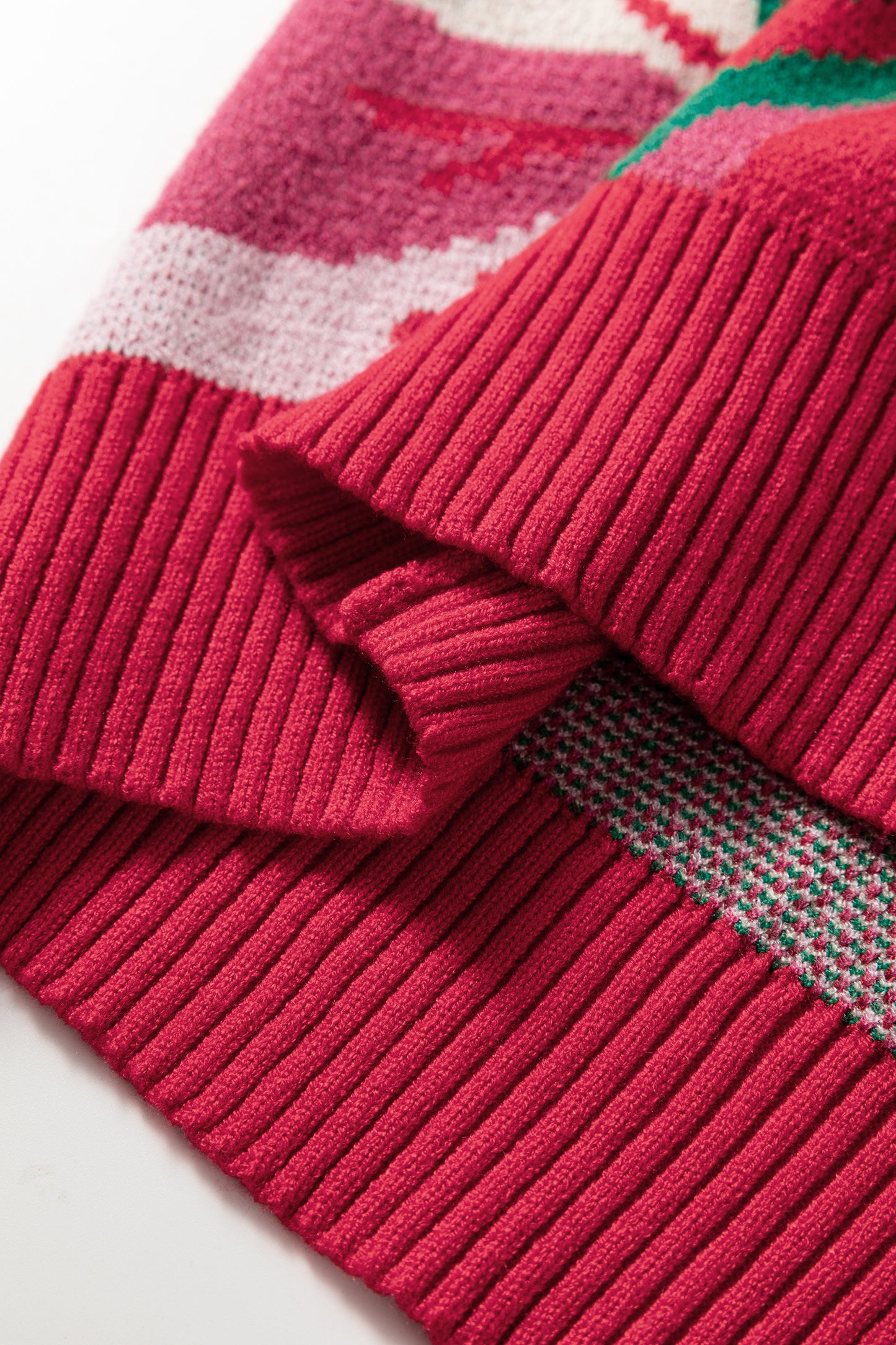 Red Floral Abstract Print Short Puff Sleeve Sweater-TOPS / DRESSES-[Adult]-[Female]-2022 Online Blue Zone Planet