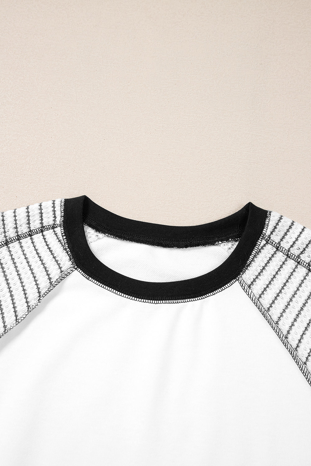 Black Striped Bracelet Sleeve Raglan Patchwork Top-Tops/Long Sleeve Tops-[Adult]-[Female]-2022 Online Blue Zone Planet